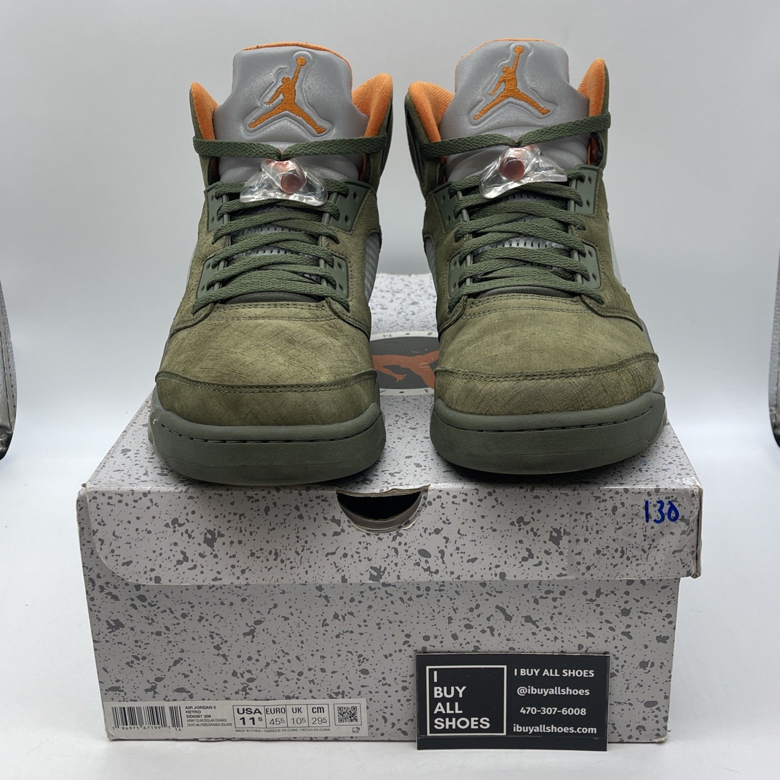 Size 11.5 - Air Jordan 5 Retro 2024 Olive Green Orange Suede (DD0587-308)