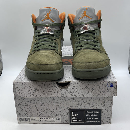 Size 11.5 - Air Jordan 5 Retro 2024 Olive Green Orange Suede (DD0587-308)