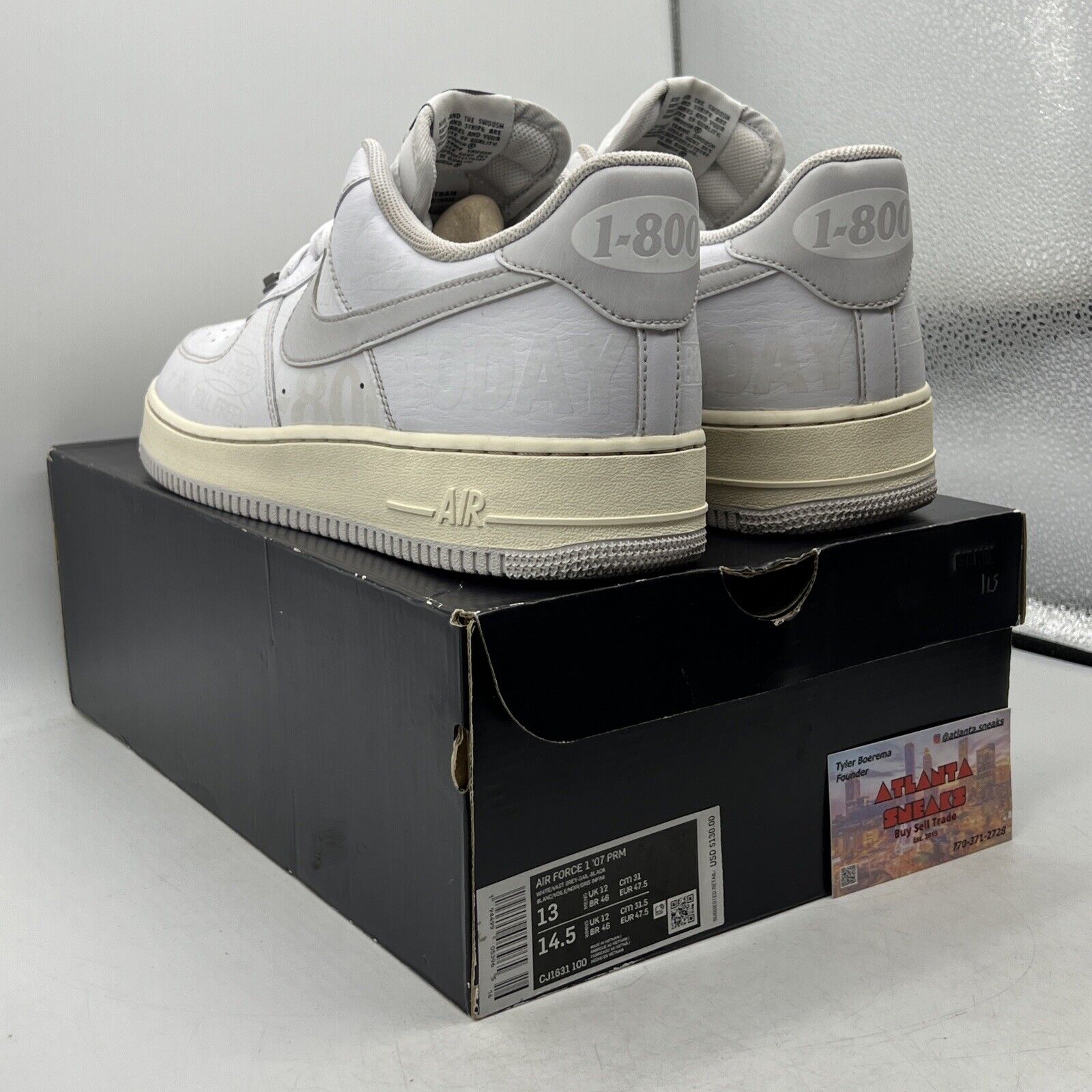 Size 13 - Nike Air Force 1 '07 Premium 1-800 Toll Free White (CJ1631-100)