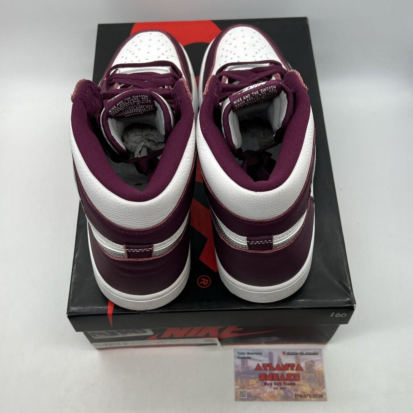 Size 10.5 - Jordan 1 Retro High OG Bordeaux White Silver Leather (555088-611)