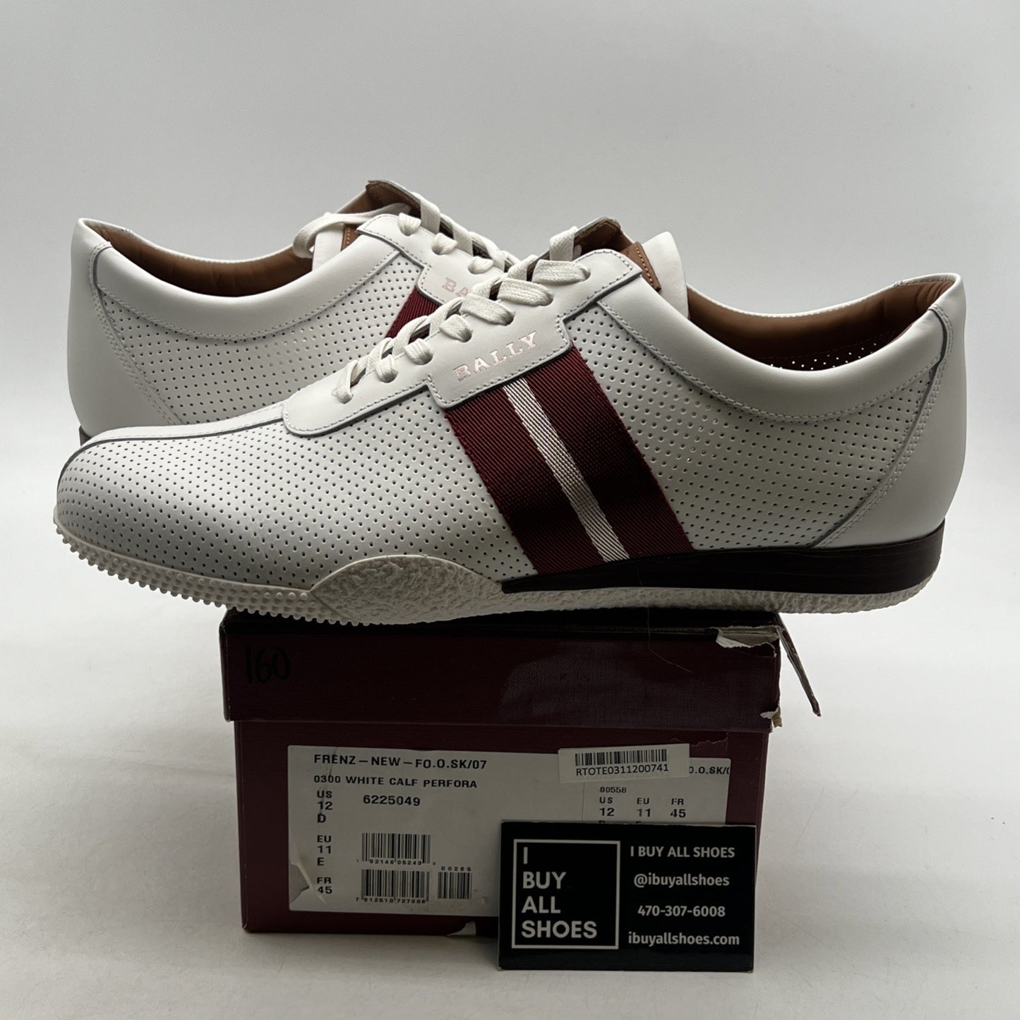 Size 12 - Bally Frenz Men's (6230488) White Leather Sneakers