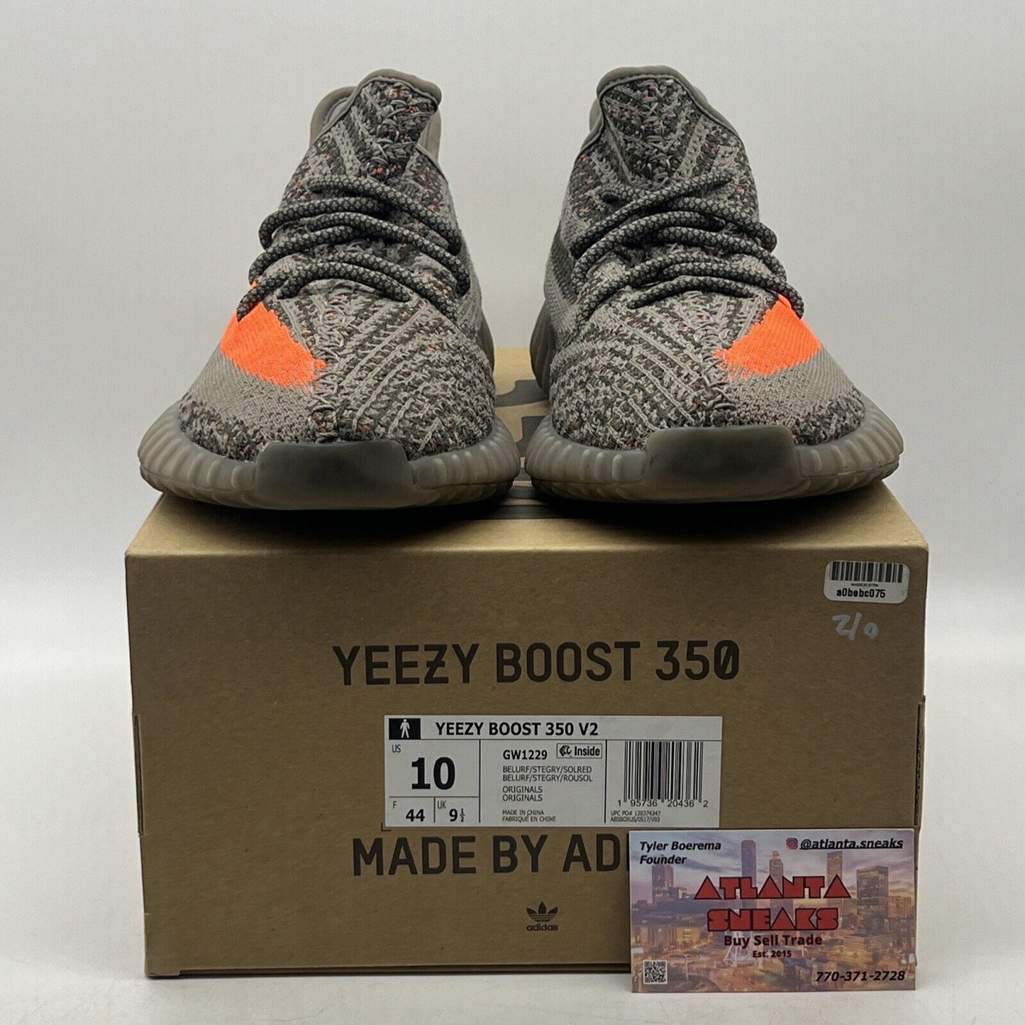 Size 10 - adidas Yeezy Boost 350 V2 Low Beluga Reflective Grey Orange (GW1229)