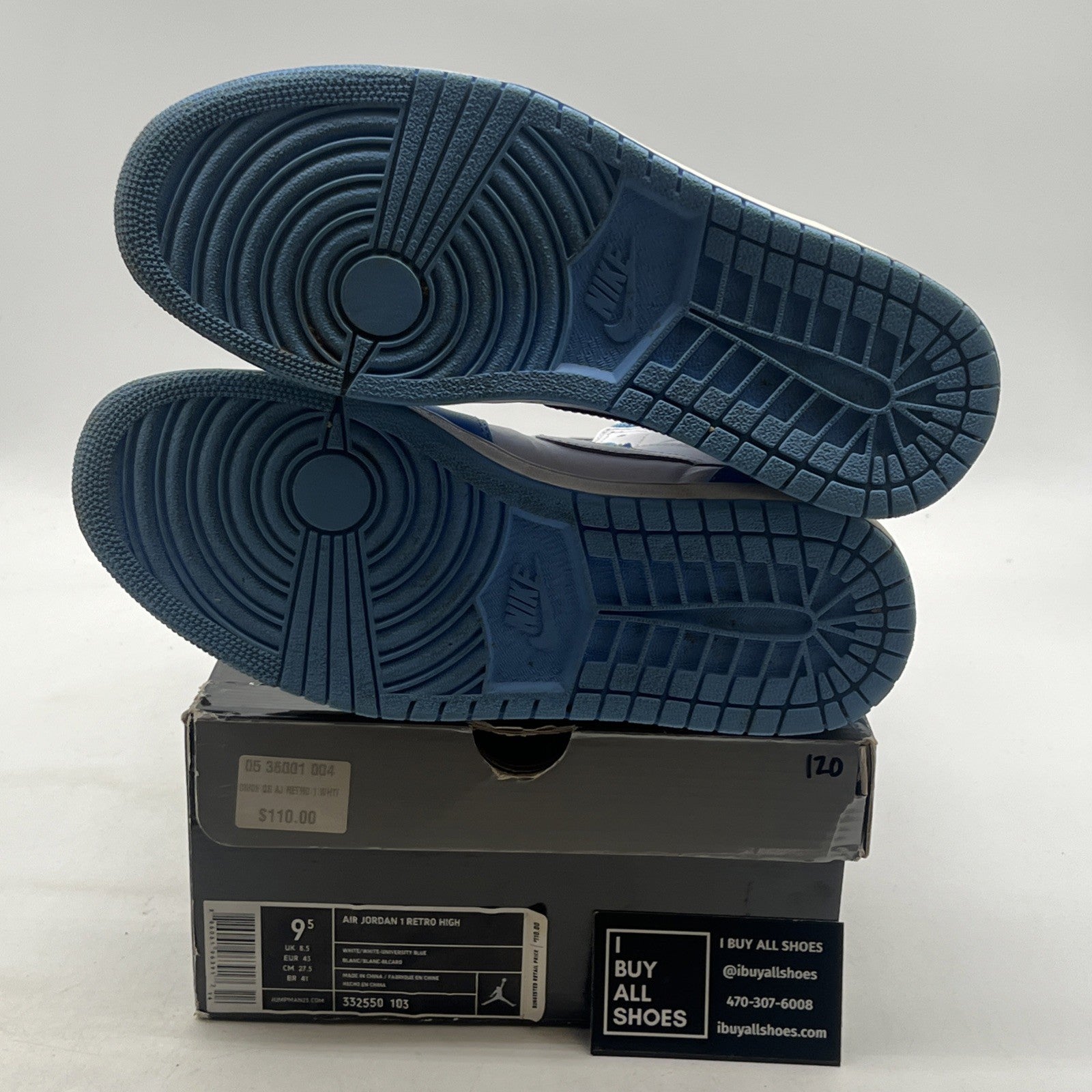 Size 9.5 - Air Jordan 1 Retro High North Carolina (332550-103)