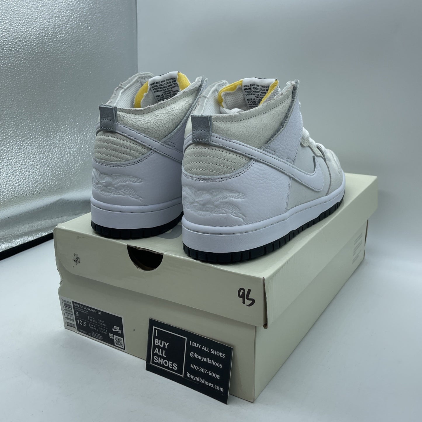 Size 9 - Nike AntiHero x Dunk SB High White Black Suede Leather (HM5837-100)