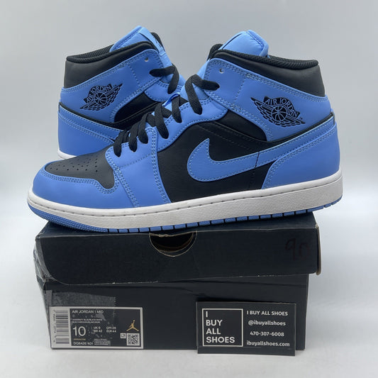 Size 10 - Air Jordan 1 Mid University Blue Black White Leather (DQ8426-401)