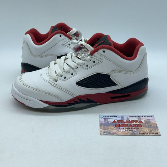 Size 4.5Y- Air Jordan 5 Retro 2016 Low Fire Red Black White Leather (314338-101)