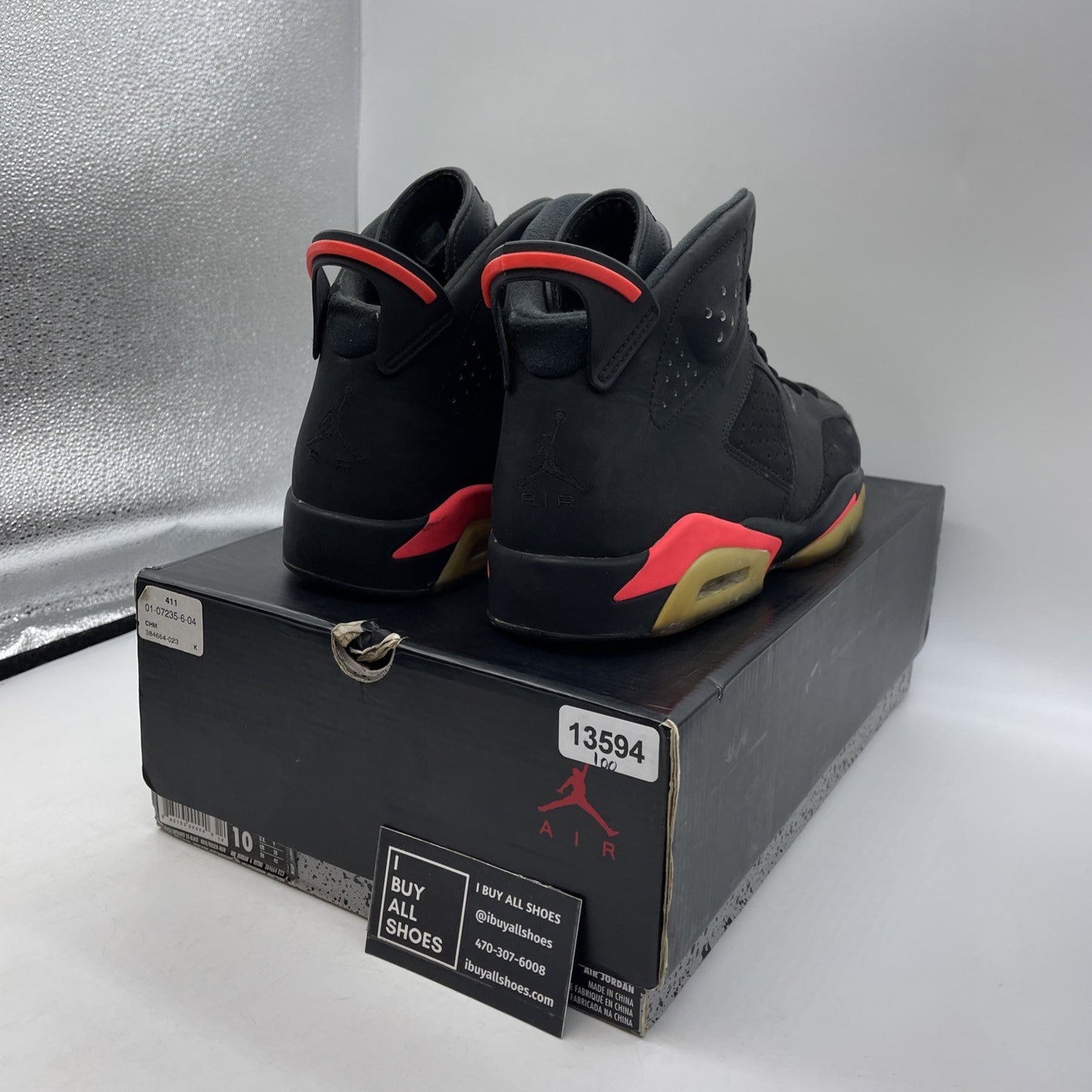 Size 10 - Jordan 6 Retro Infrared Black Pink Suede (384664-023)