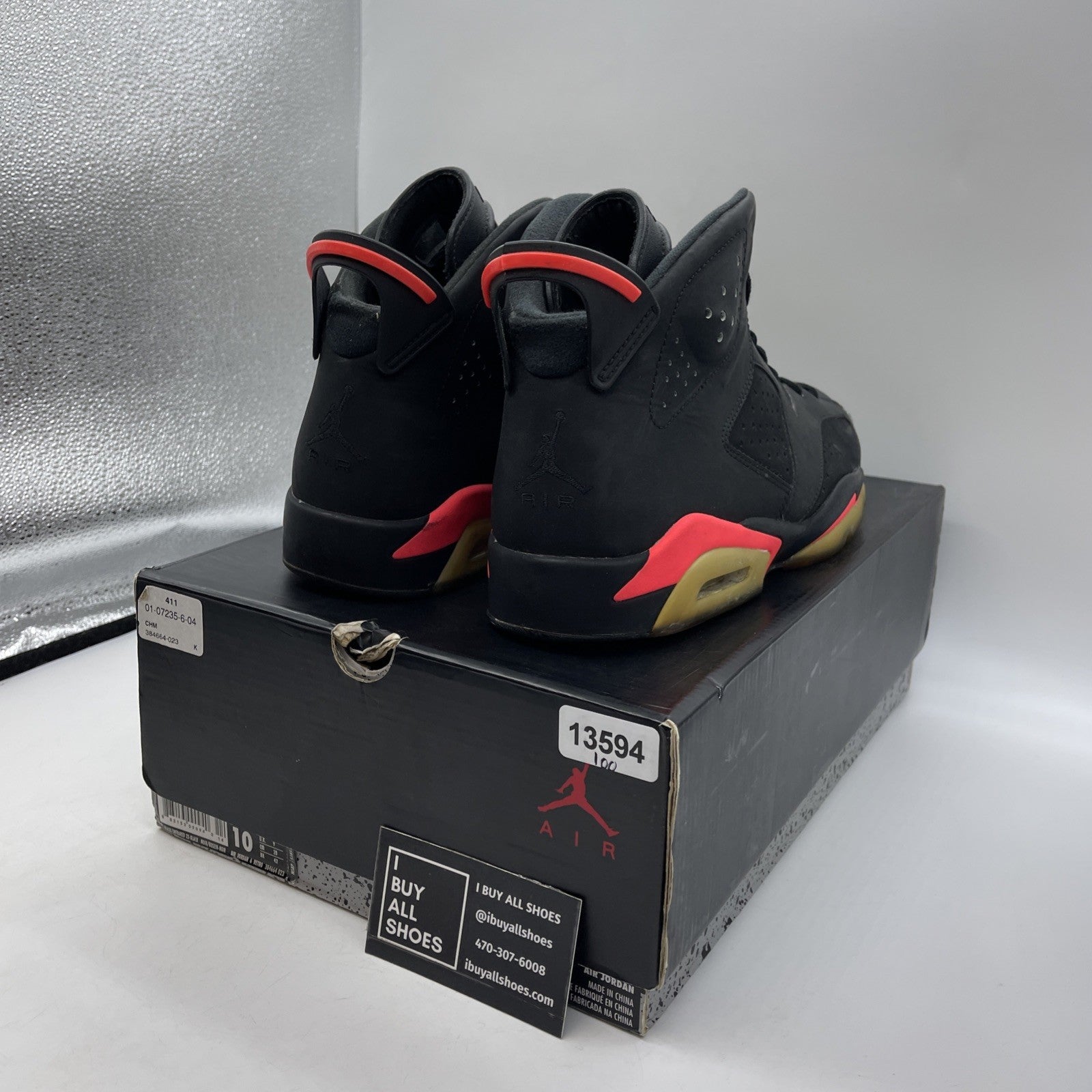 Size 10 - Jordan 6 Retro Infrared Black Pink Suede (384664-023)