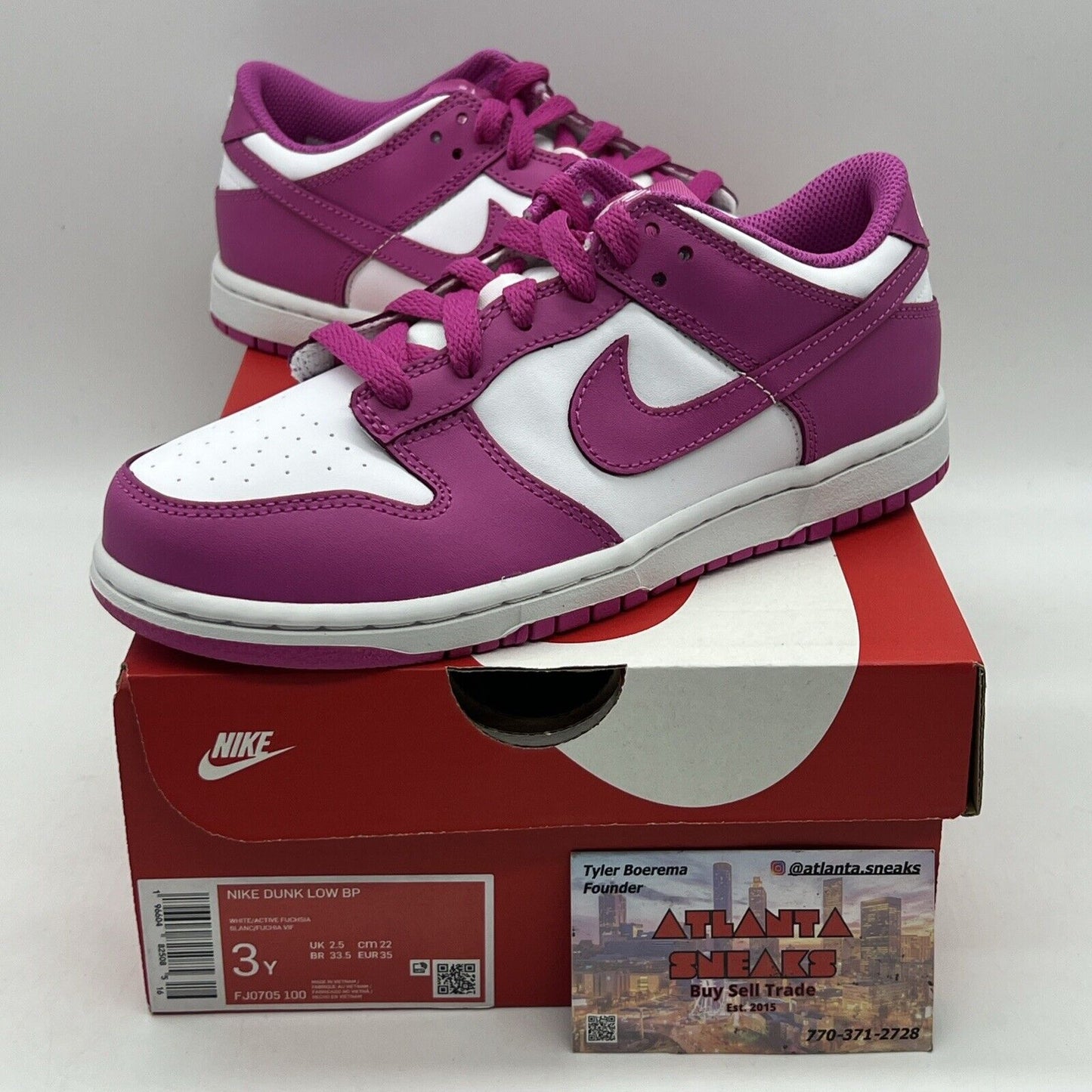 [FJ0705-100] Preschool Nike DUNK LOW 'ACTIVE FUCHSIA (PS)' Size 3Y Brand New