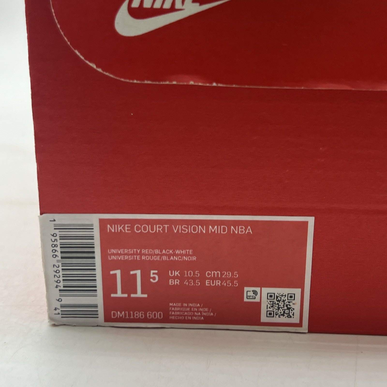 Size 11.5 - Nike Court Vision Mid Satin Red (DM1186-600)