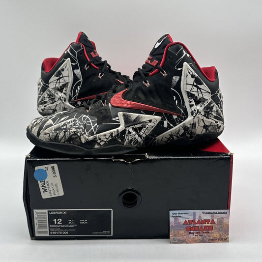 Size 12 - Nike LeBron 11 Graffiti 2014 Red Black White Retro Bred Basketball Sho