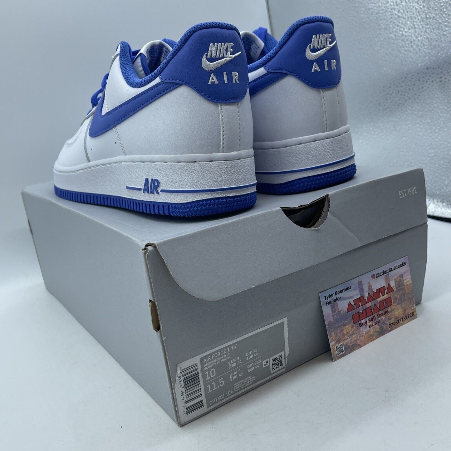 Size 10 - Nike Air Force 1 '07 White Medium Blue 2022 White Leather (DH7561-104)