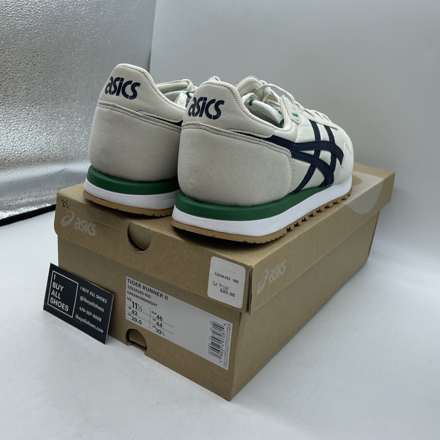 Size 11.5 - Asics Tiger Runner 2 Cream Midnight (1203A293-100)