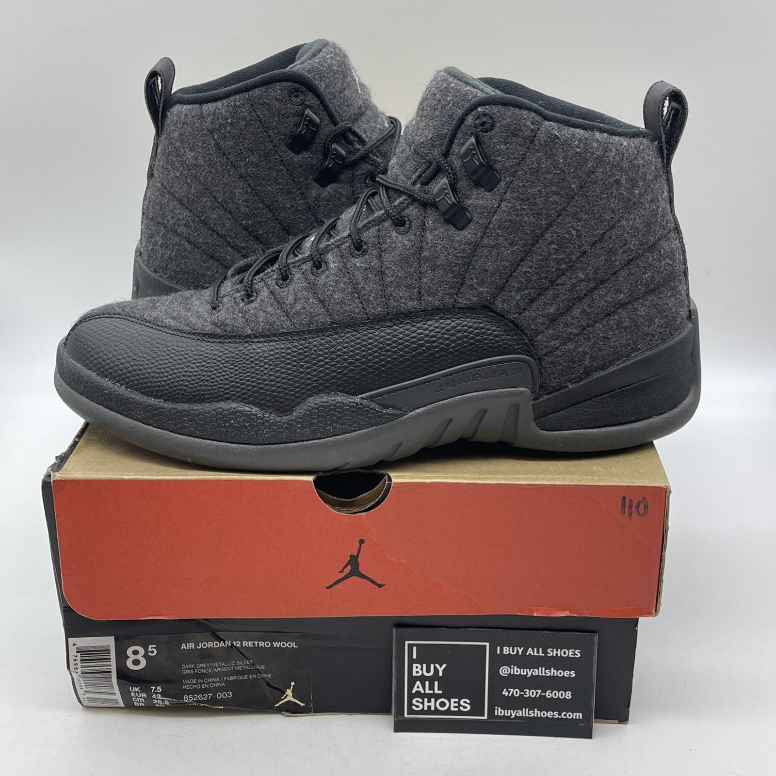 Size 8.5 - Air Jordan 12 Retro Wool (852627-003)