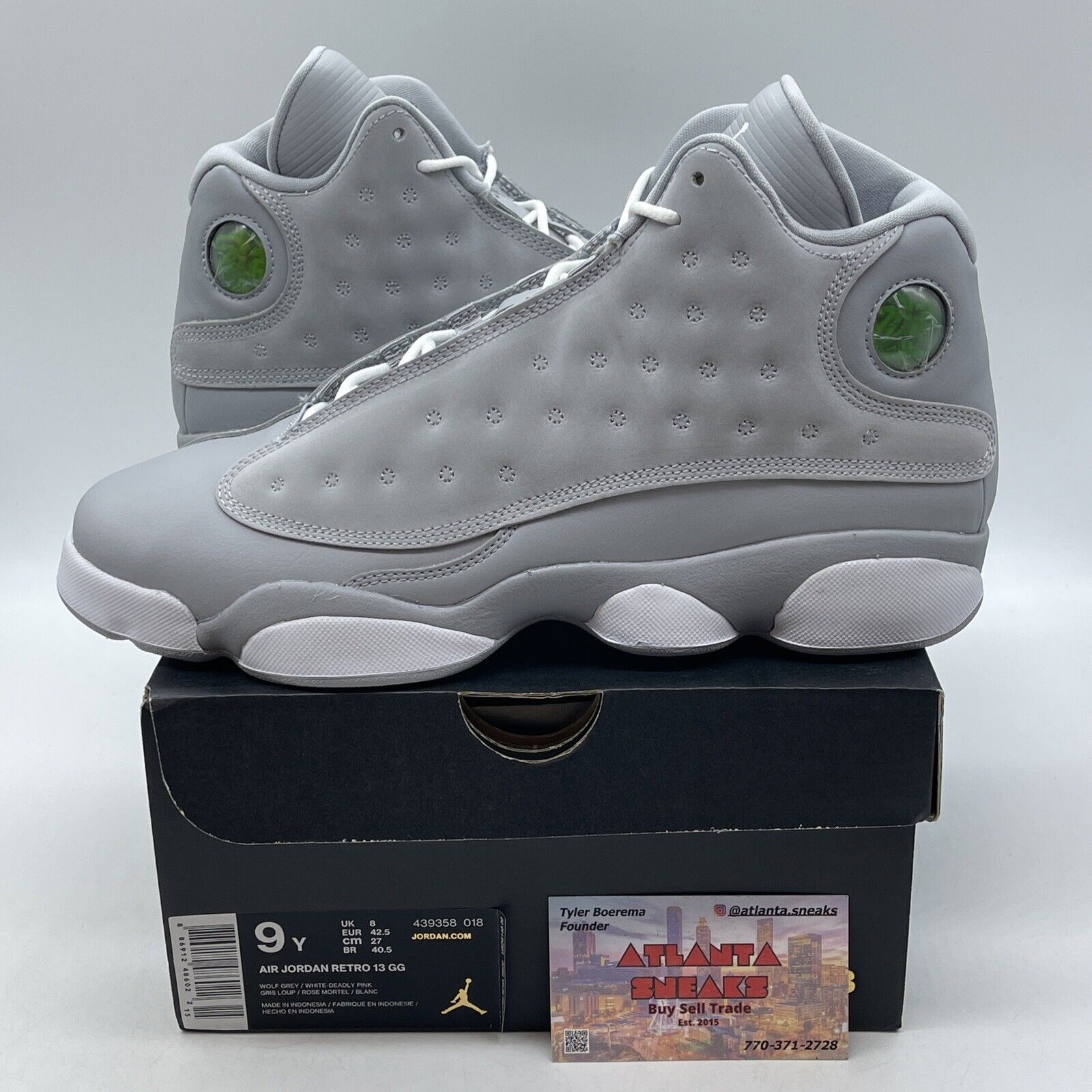 Size 9Y - Air Jordan 13 Wolf Grey White Silver Suede (439358-018)