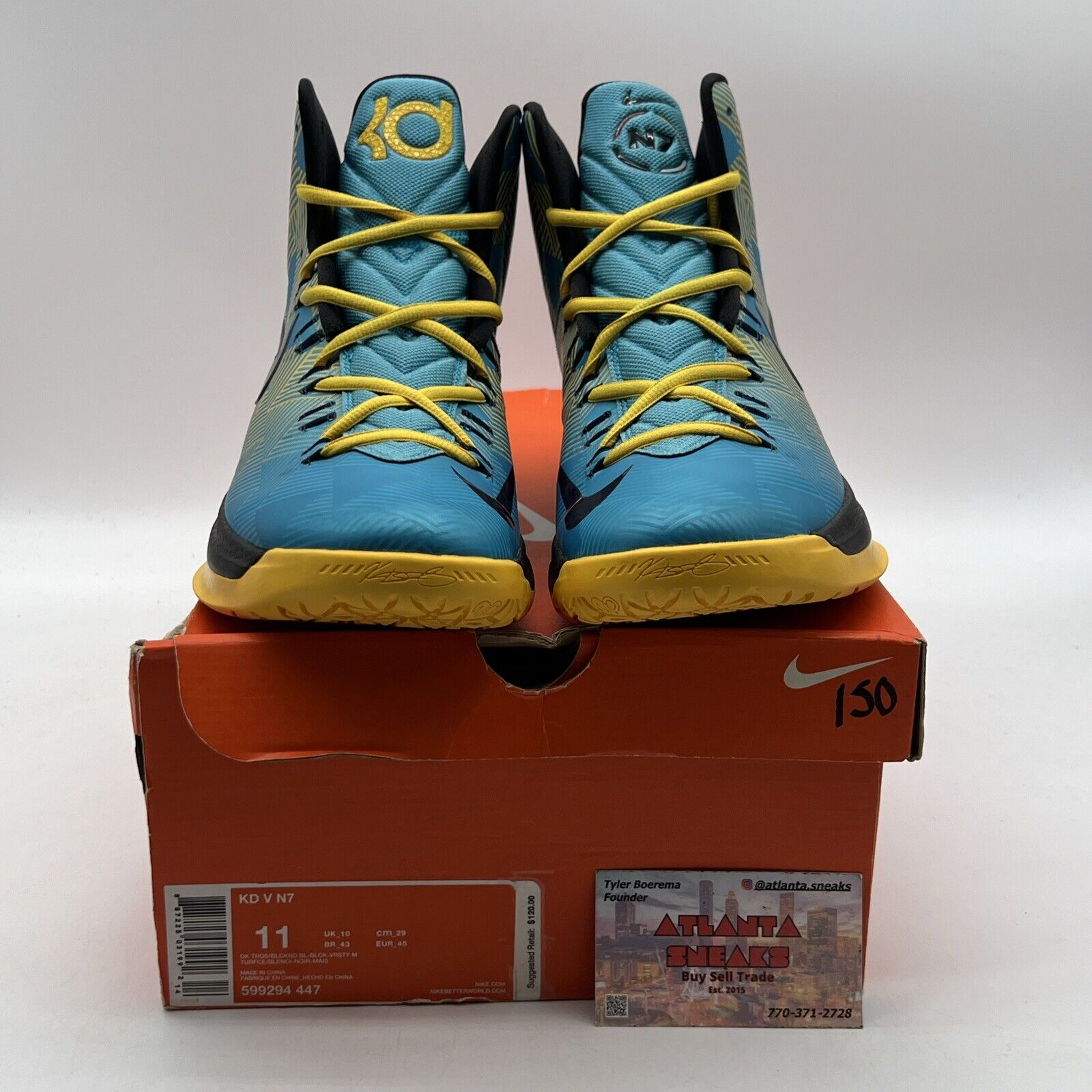 Size 11 - Nike KD 5 N7 - Yellow Blue Navy Black (599294-447)