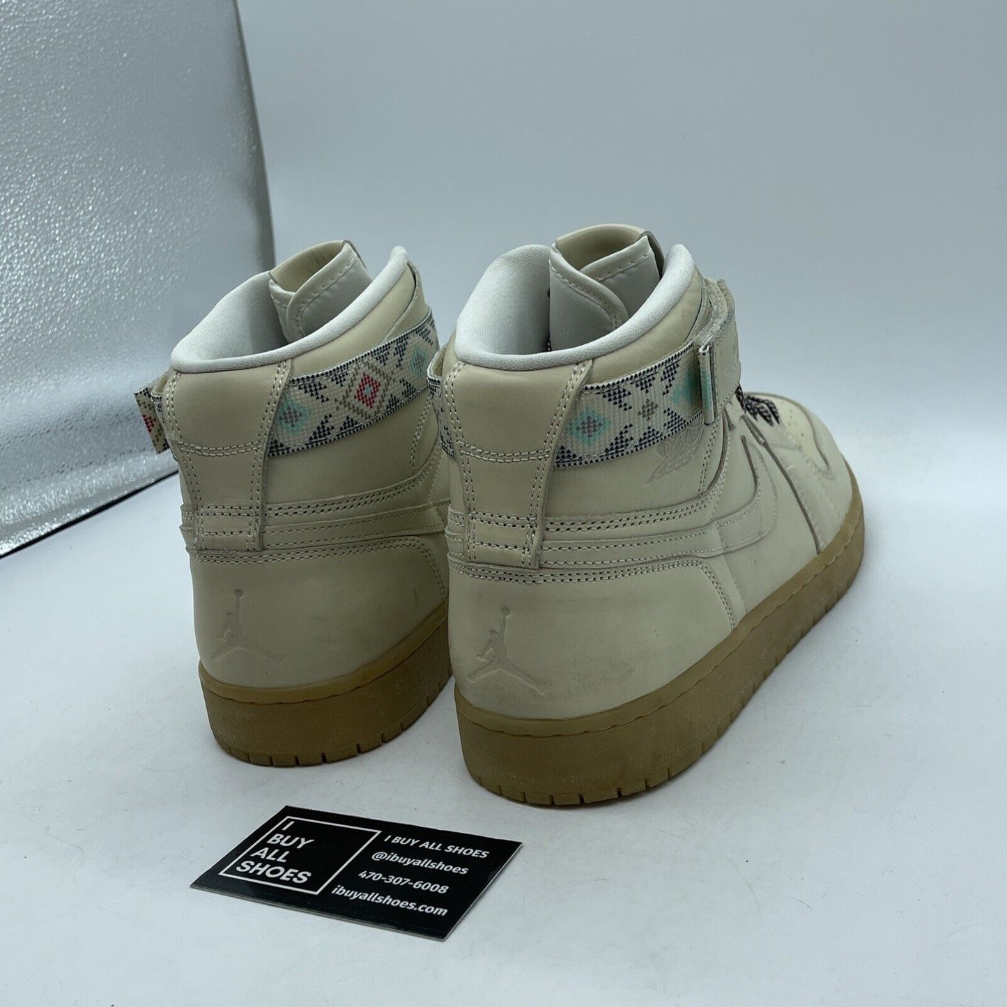 Size 12 - Air Jordan 1 Retro Strap High N7 Tan Brown Suede Blue (AR4410-207)