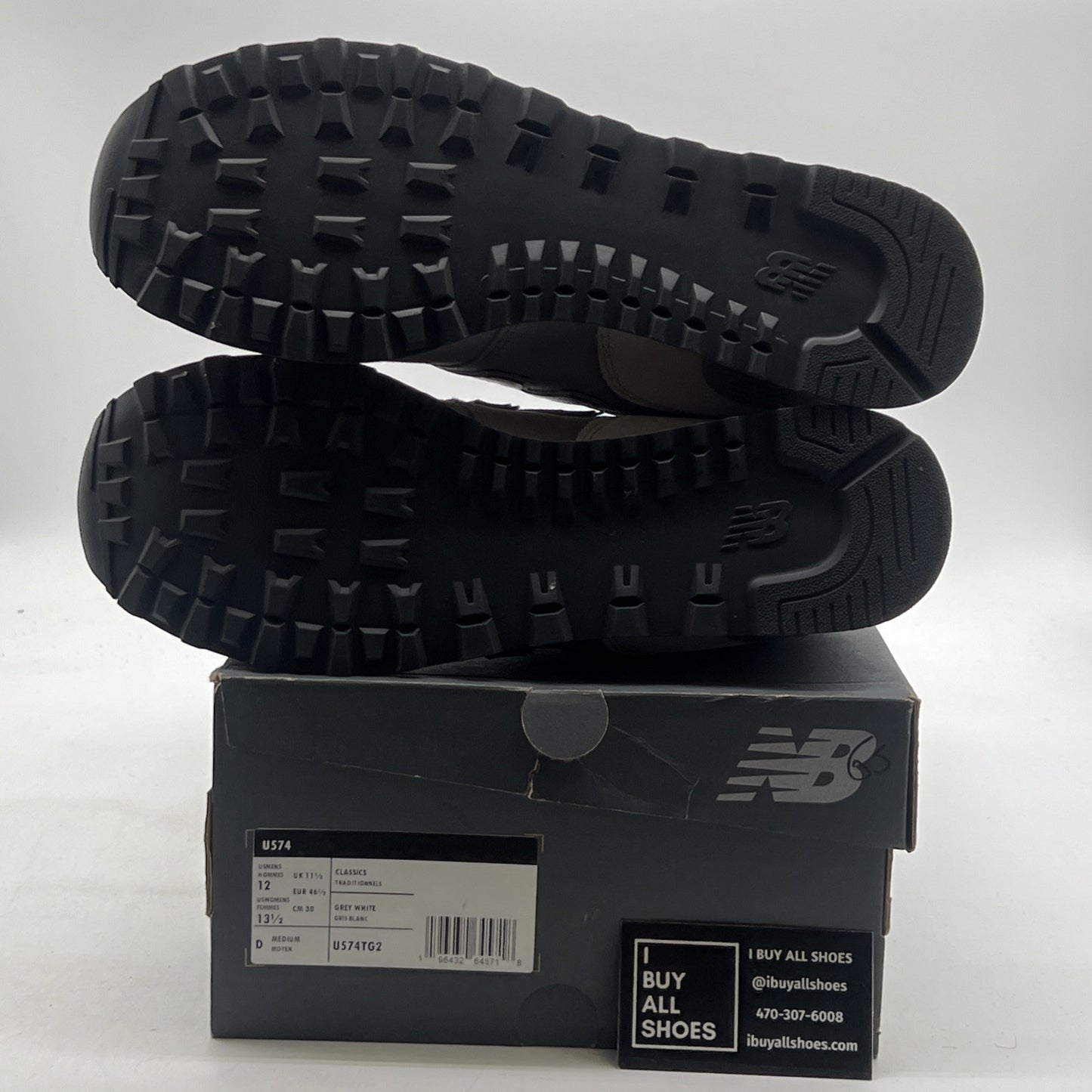 Size 12 - New Balance 574 Grey White (U574TG2)