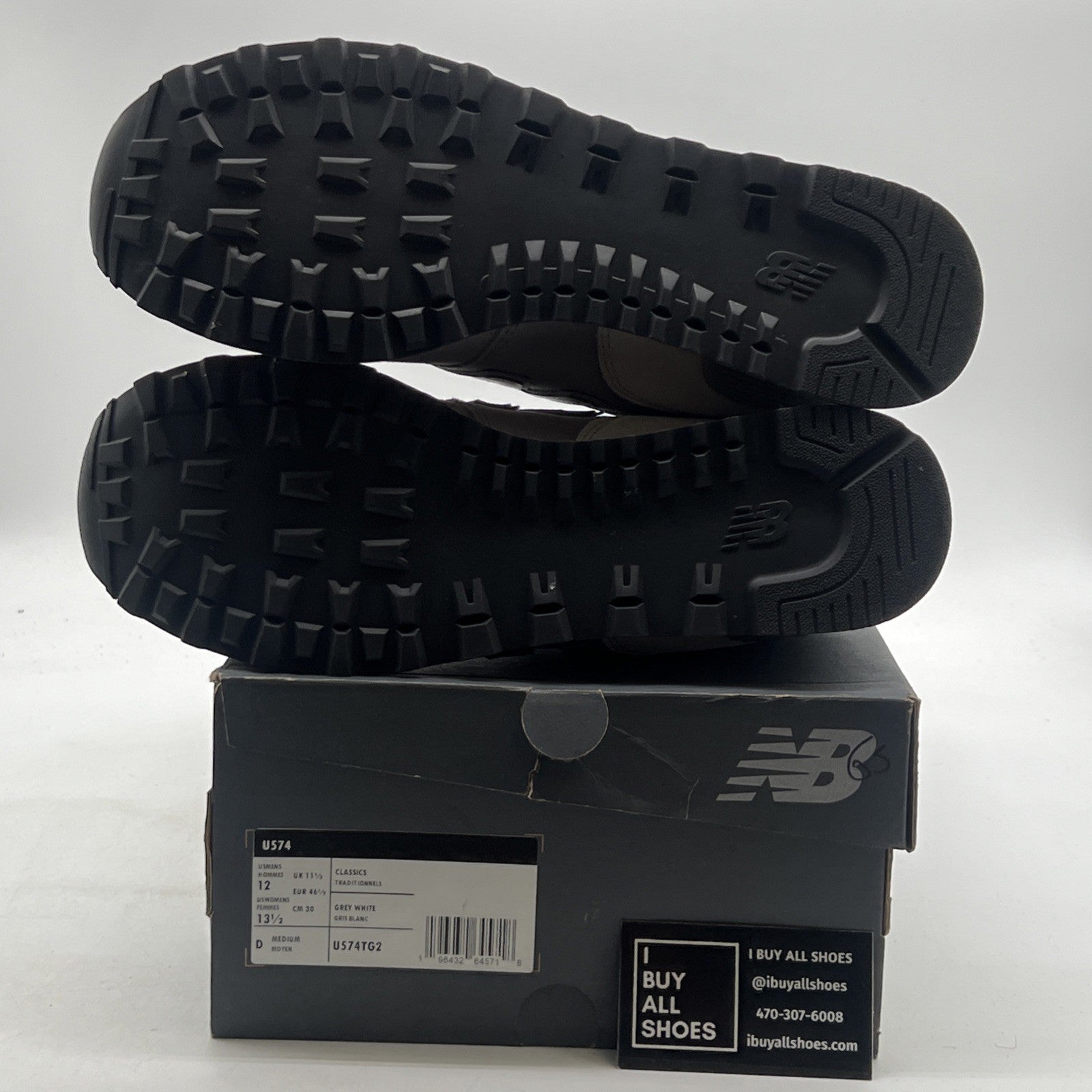Size 12 - New Balance 574 Grey White (U574TG2)
