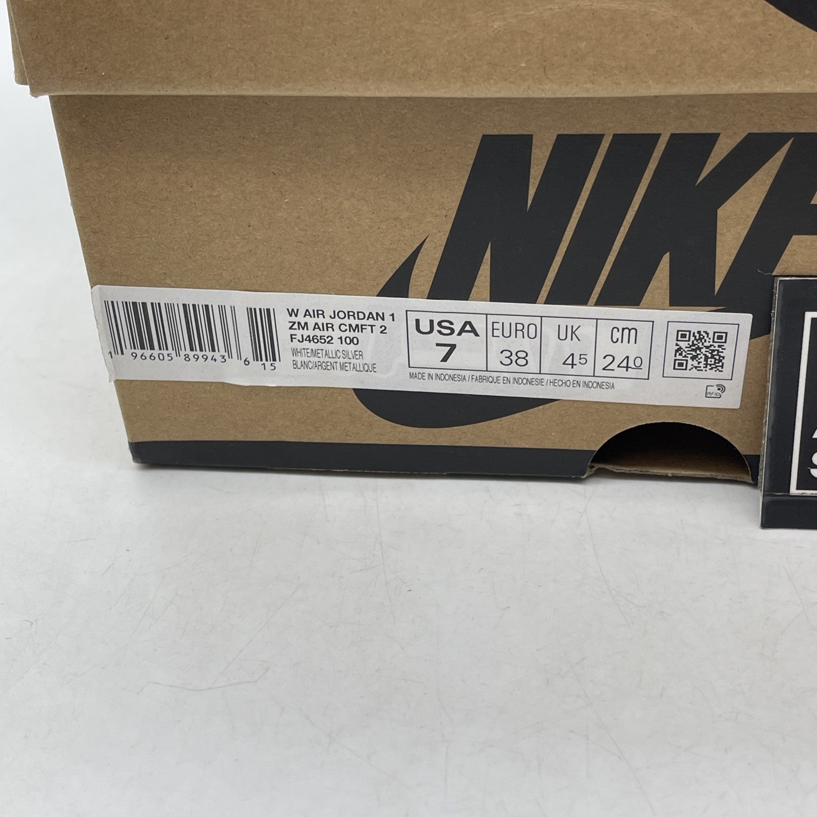 Size 7W - Nike Air Jordan 1 ZM Air CMFT 2 Whit Metallic Silver (FJ4652 100)