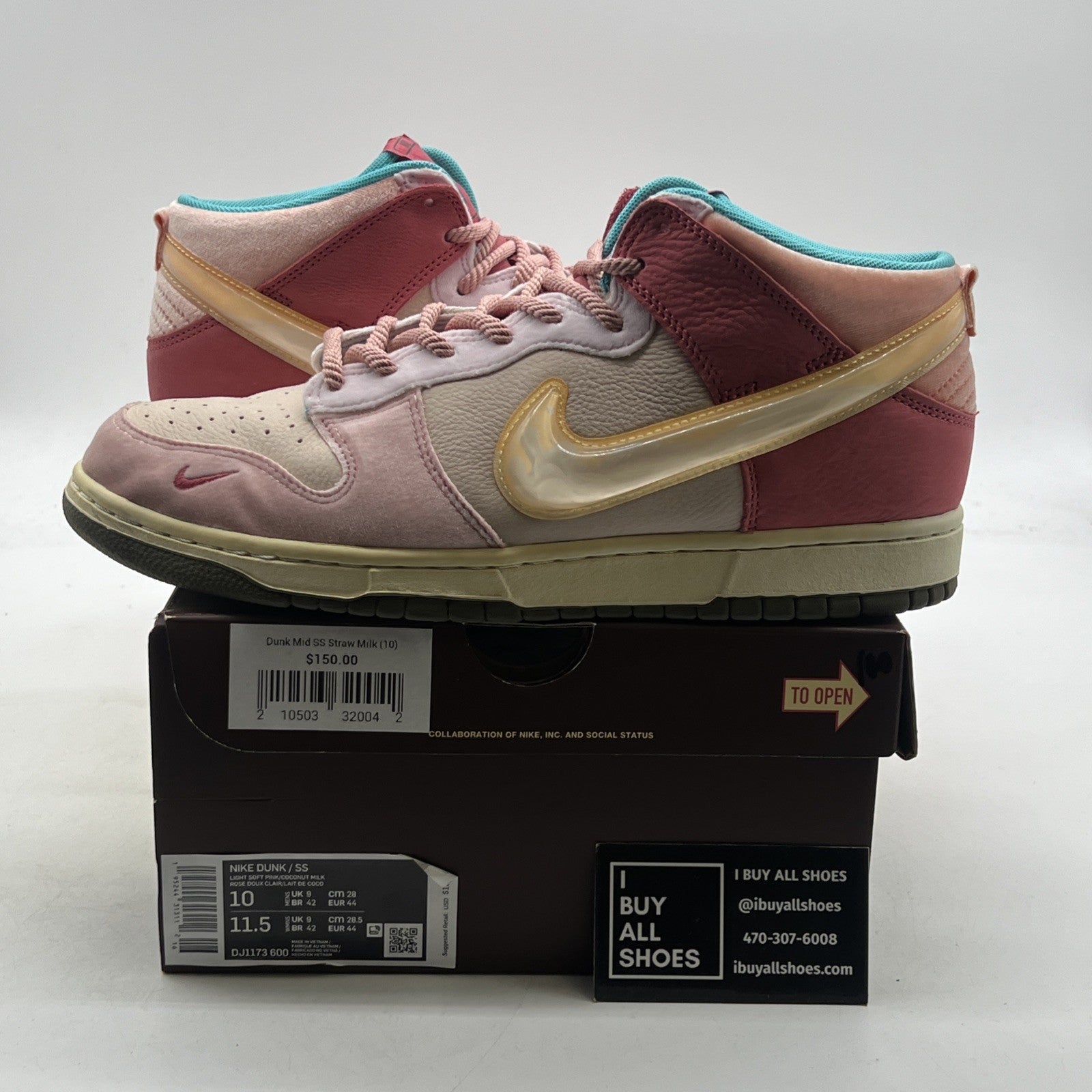 Size 10 - Nike Social Status x Dunk Mid Strawberry Milk (DJ1173-600)