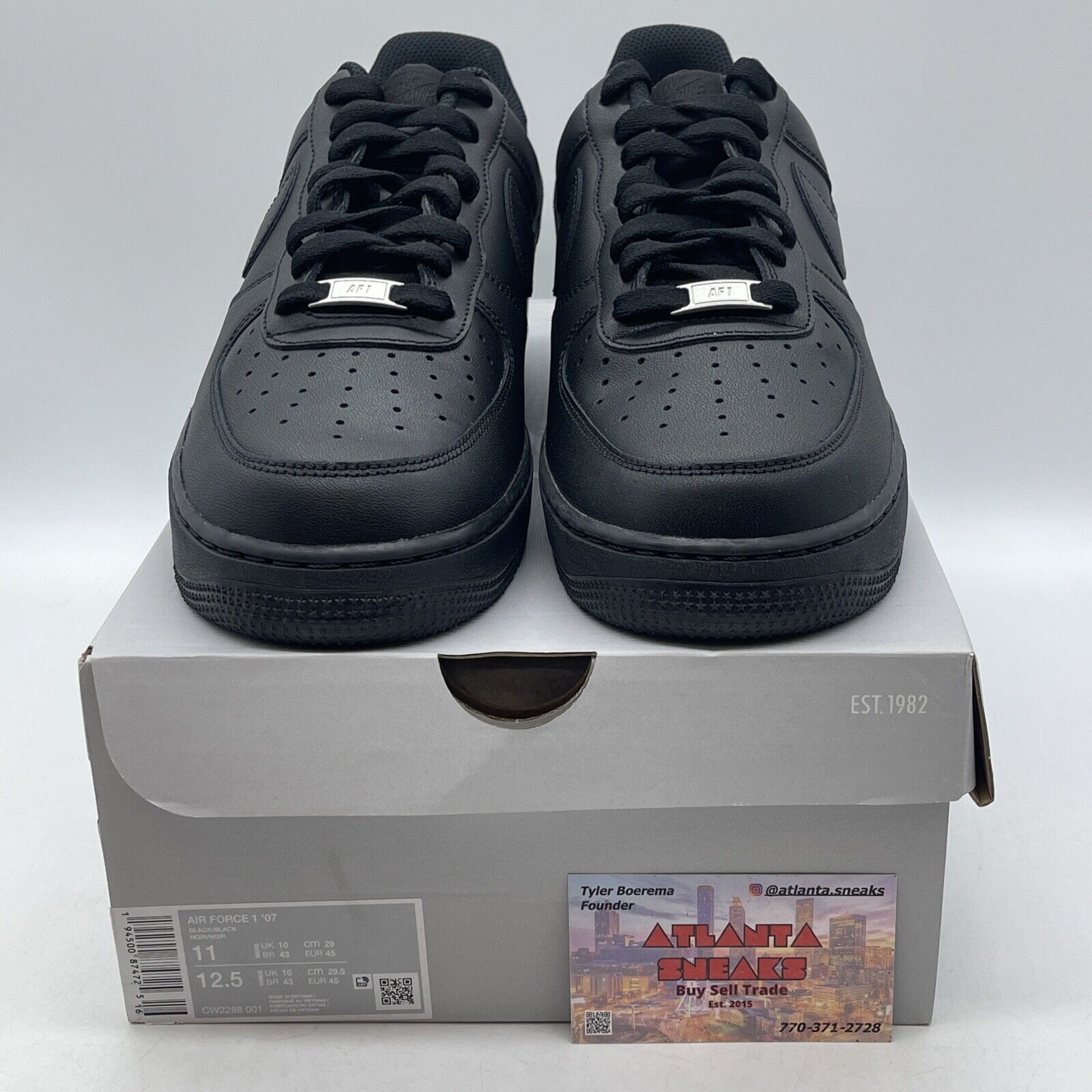 Size 11 - Nike Air Force 1 '07 Low Triple Black Silver Leather (CW2288-001)