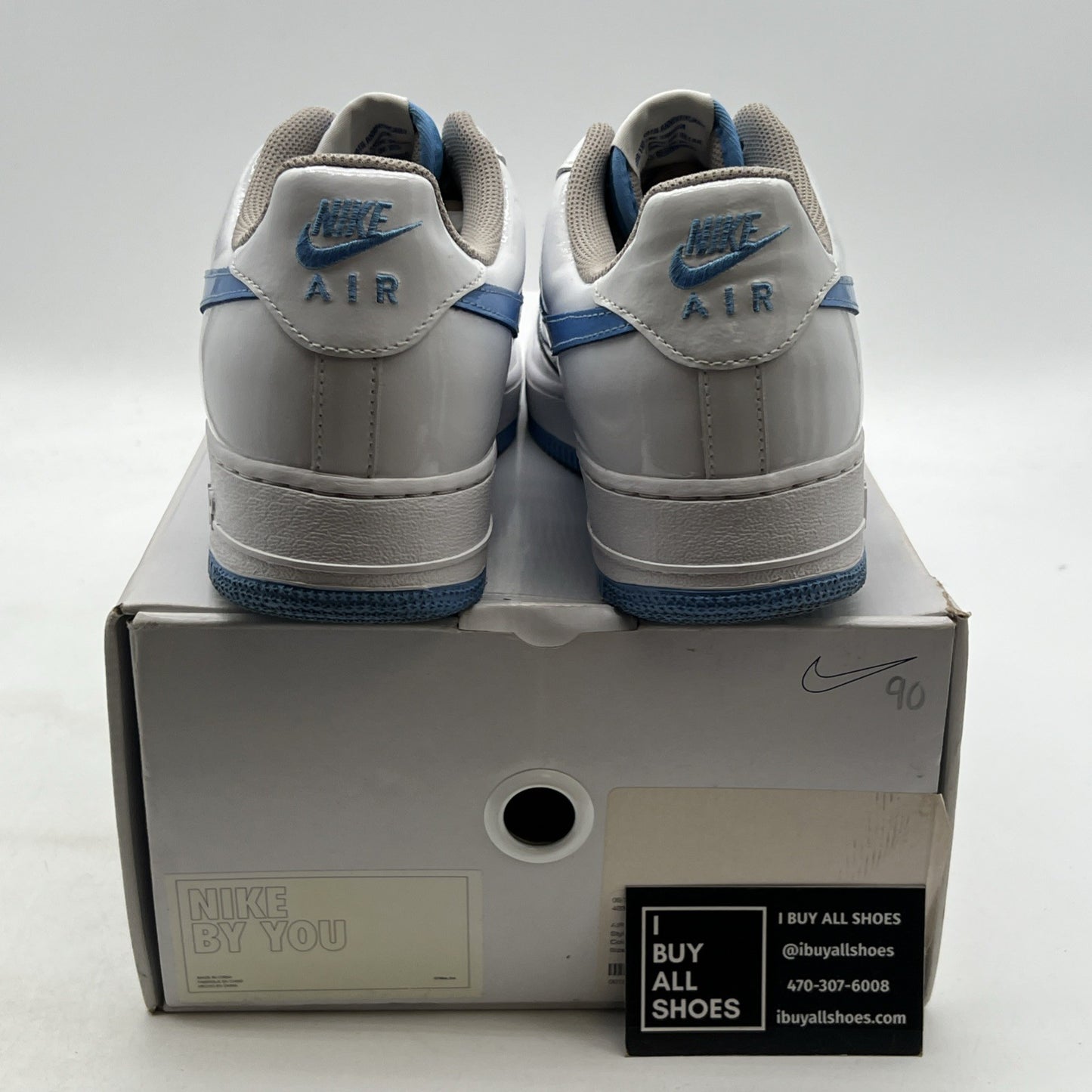 Size 10 -NIKE AIR FORCE 1 LOW UNLOCKED ID NIKE BY YOU "PATENT" BLUE (DJ7015-991)