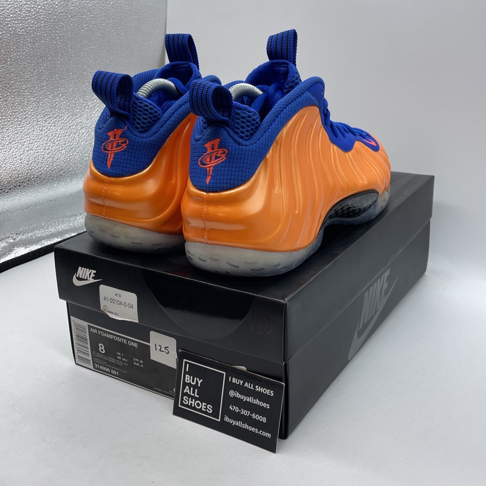 Size 8 - Nike Air Foamposite One Knicks Orange Blue Suede Leather (314996-801)