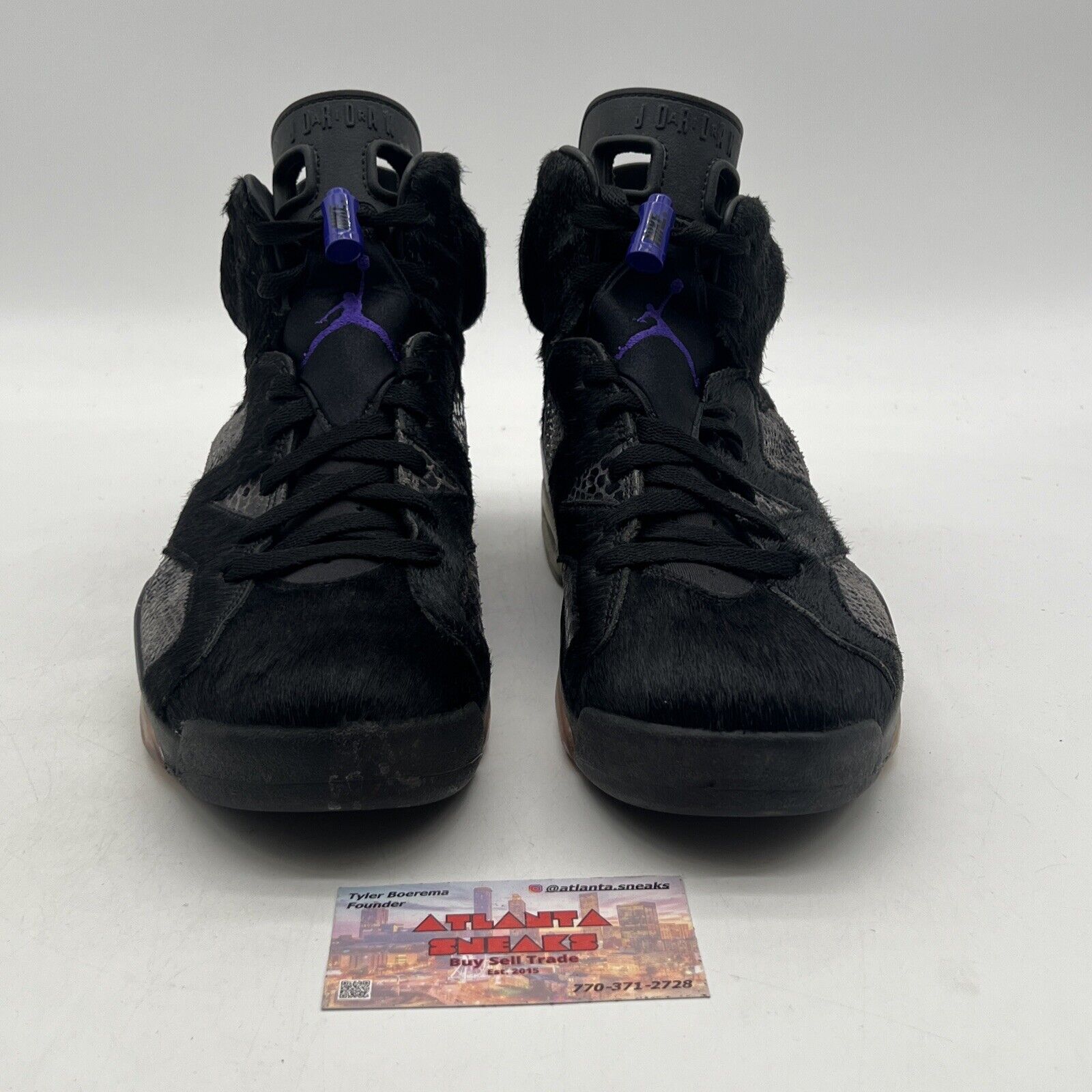 Size 9.5 - Social Status x Air Jordan 6 Retro Pony Hair Black Purple AR2257-005