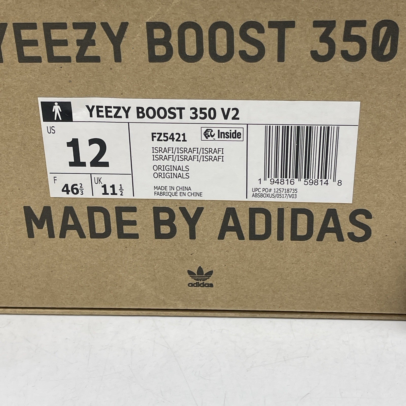 Size 12 - adidas Yeezy Boost 350 V2 Low Israfil (FZ5421)