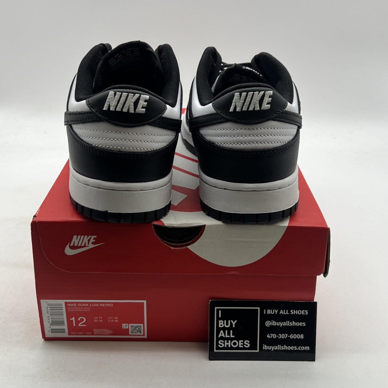 Size 12 - Nike Dunk Low Black White (DD1391-100)