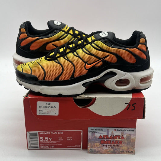 Size 5.5Y - Nike Air Max Plus Sunset (655020-781) Yellow Orange Black