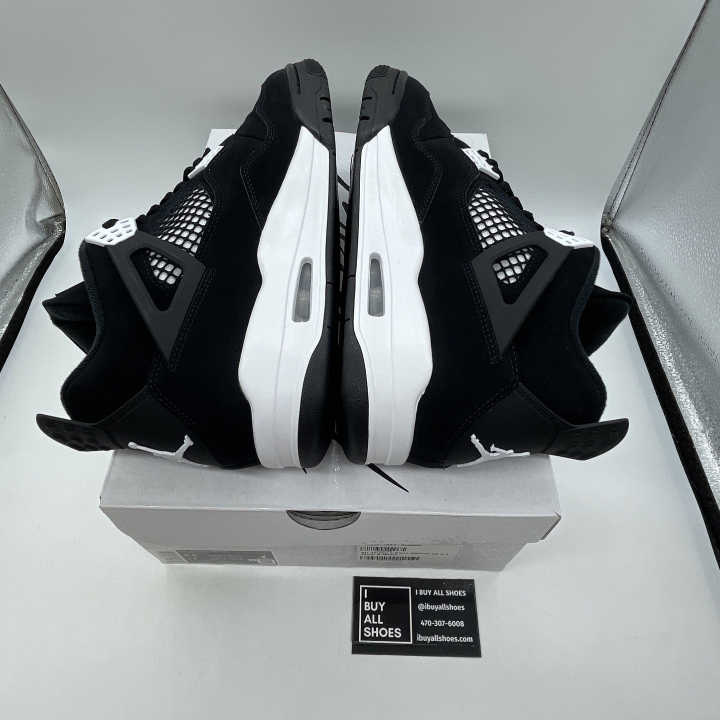 Size 9.5 - Air Jordan 4 Retro White Thunder Black Suede (FQ8138-001)