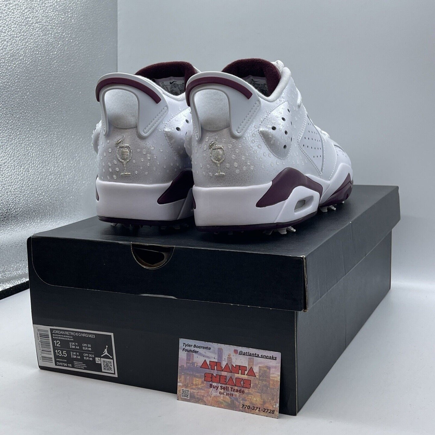 Size 12 - Air Jordan 6 Retro Golf NRG Low Bordeaux Burgundy White (DV6796-116)