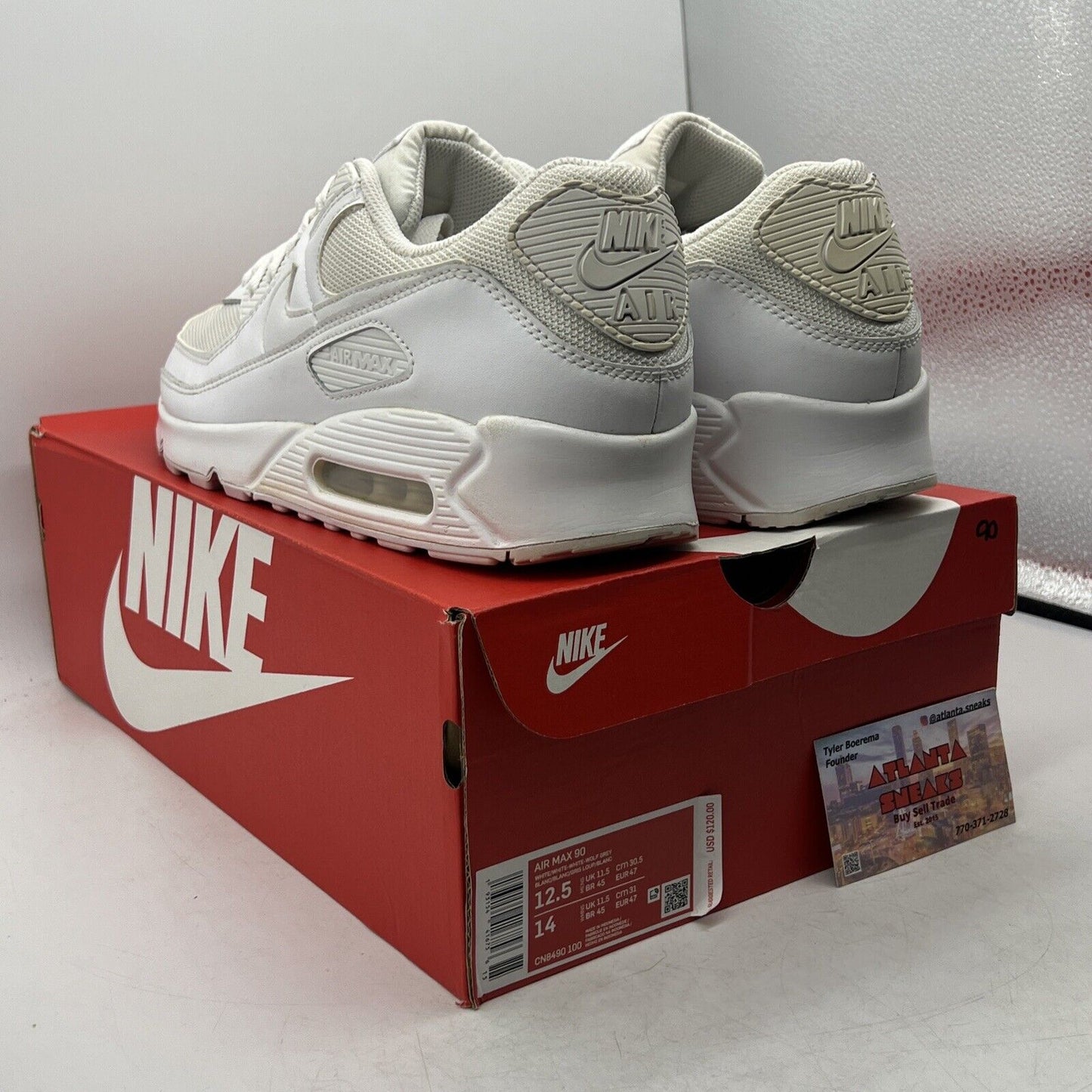Size 12.5 - Nike Air Max 90 Triple White 2020 Leather (CN8490-100)