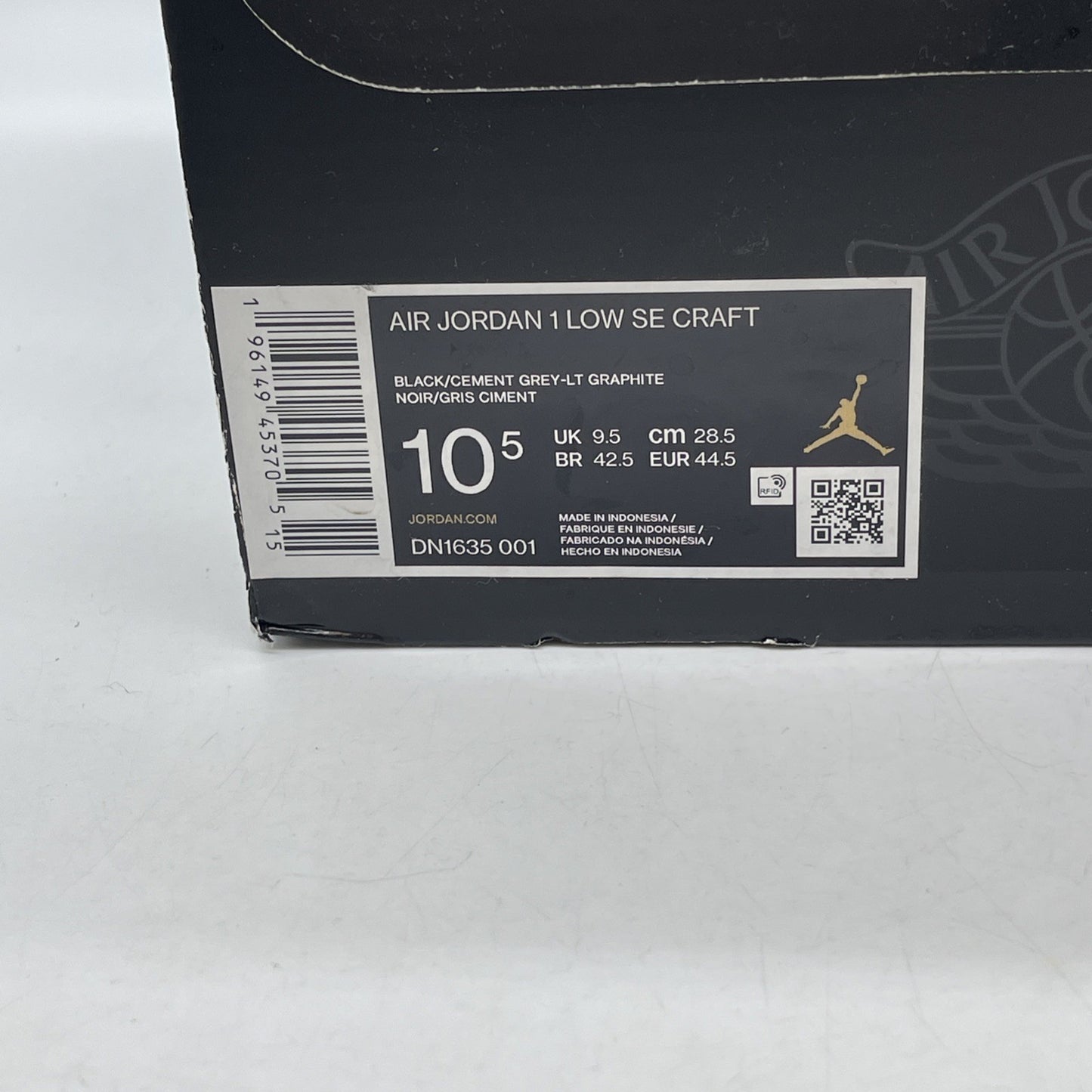 Size 10.5 - Jordan 1 Low Inside Out Black Gray Suede Leather (DN1635-001)
