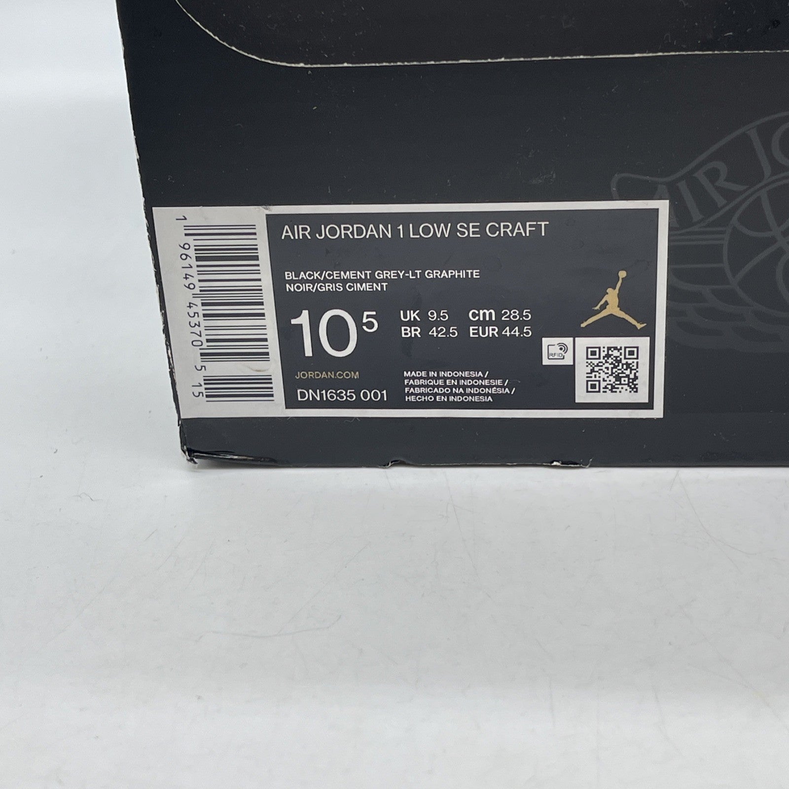 Size 10.5 - Jordan 1 Low Inside Out Black Gray Suede Leather (DN1635-001)