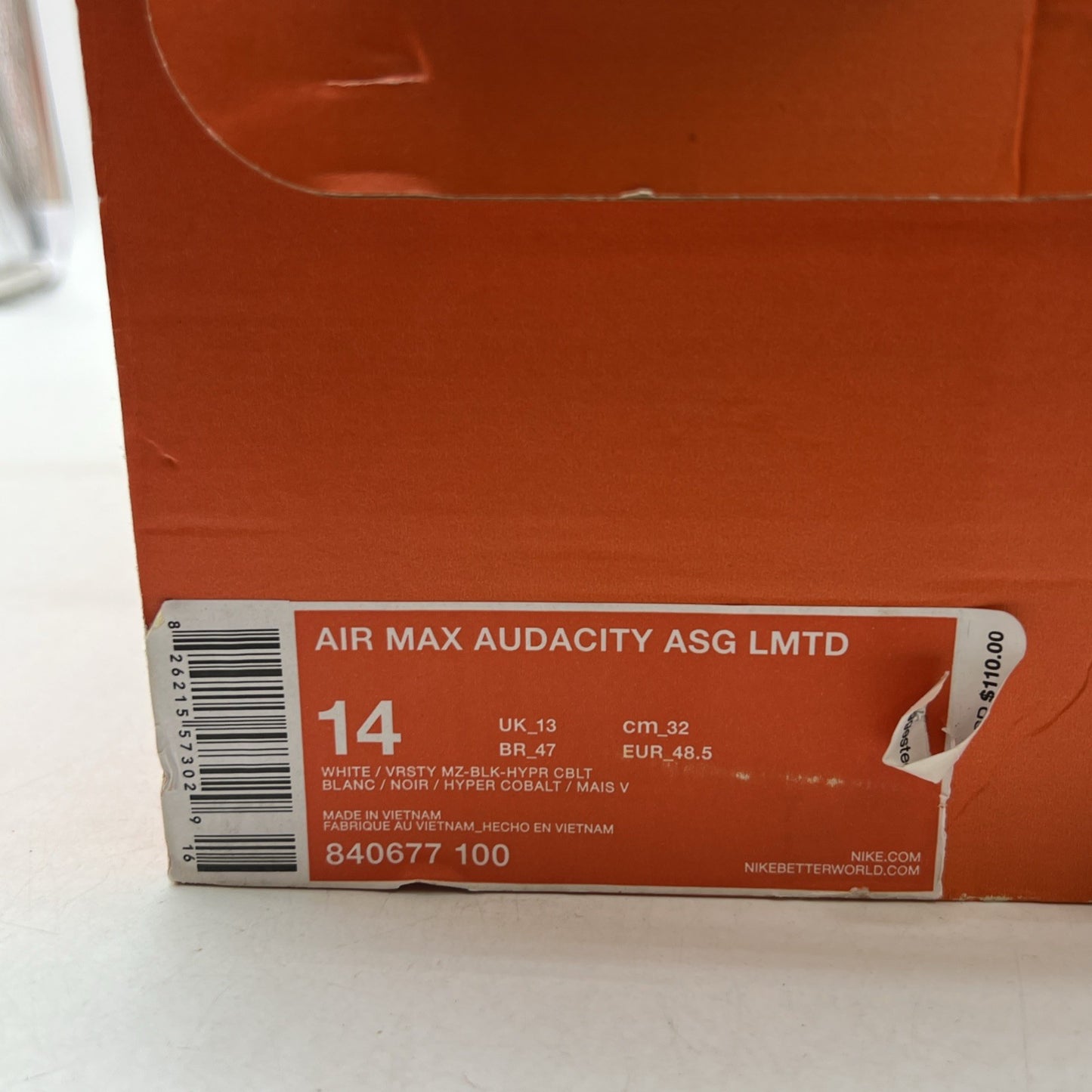 Size 14 - Nike Air Max Audacity Limited All Star - Fear The Brow (840677-100)
