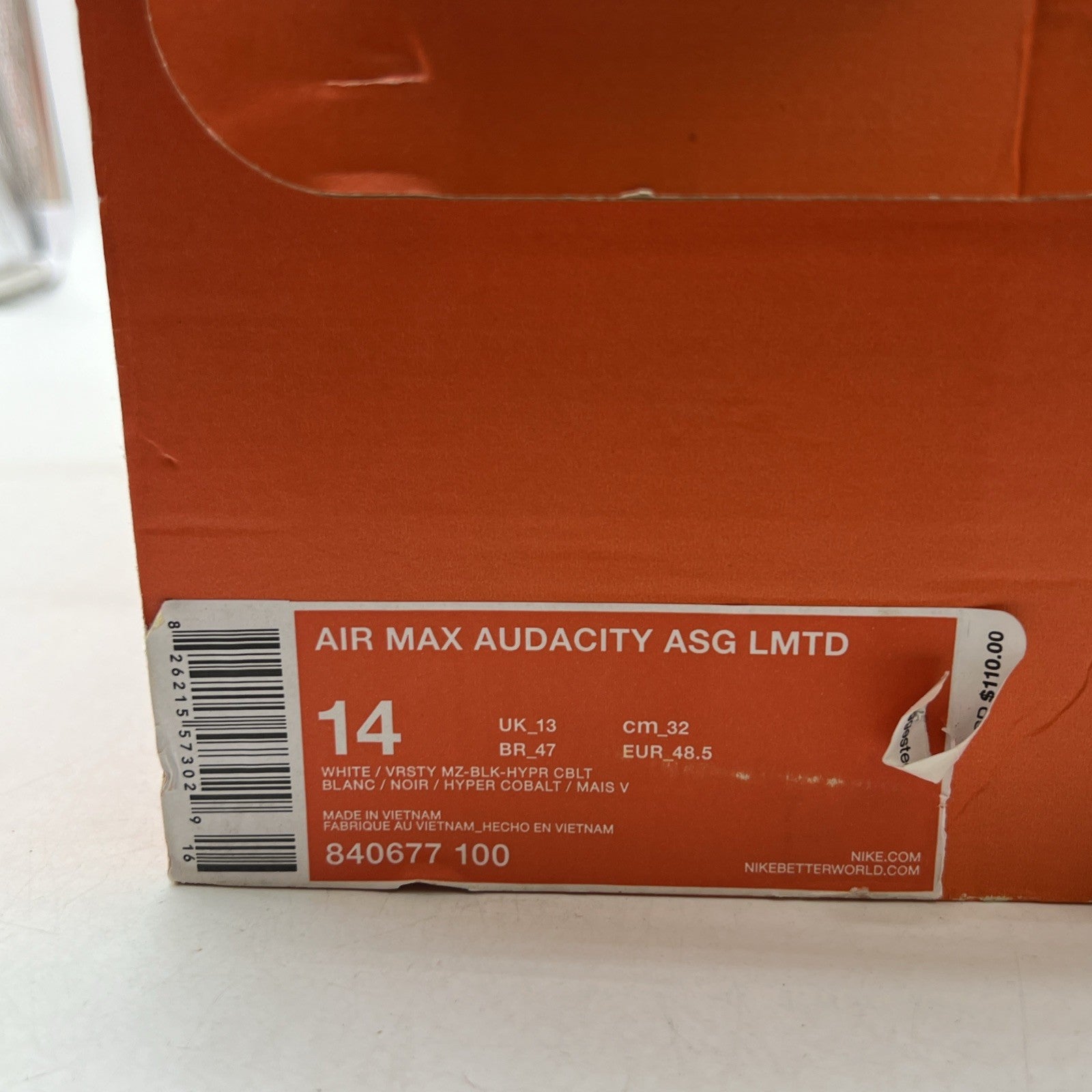 Size 14 - Nike Air Max Audacity Limited All Star - Fear The Brow (840677-100)