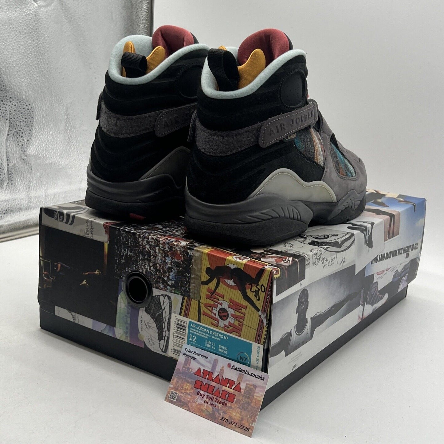 Size 12 - Air Jordan 8 Retro SP N7 Pendleton Black Suede (CQ9601-001)