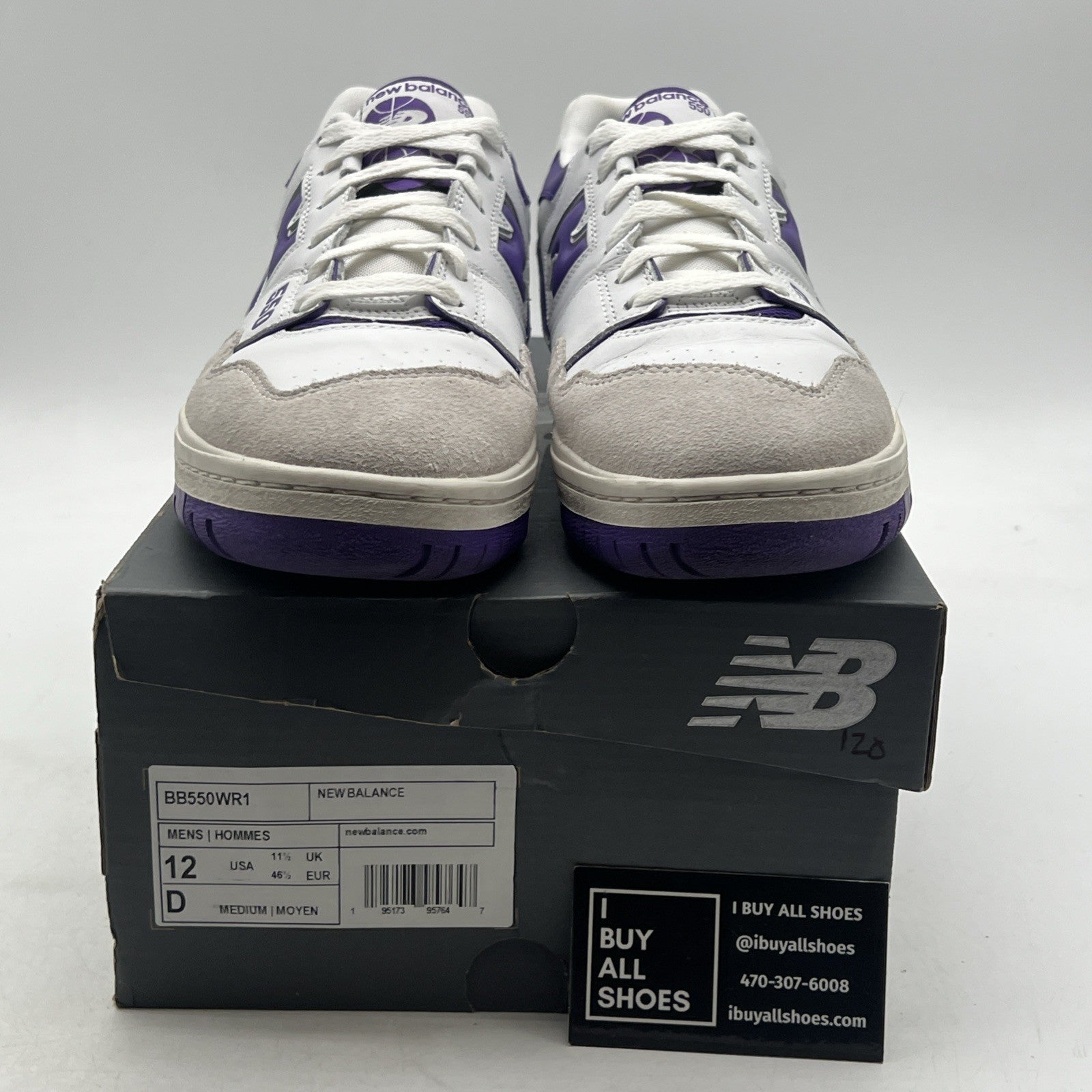 Size 12 - New Balance 550 White Purple (BB550WR1)