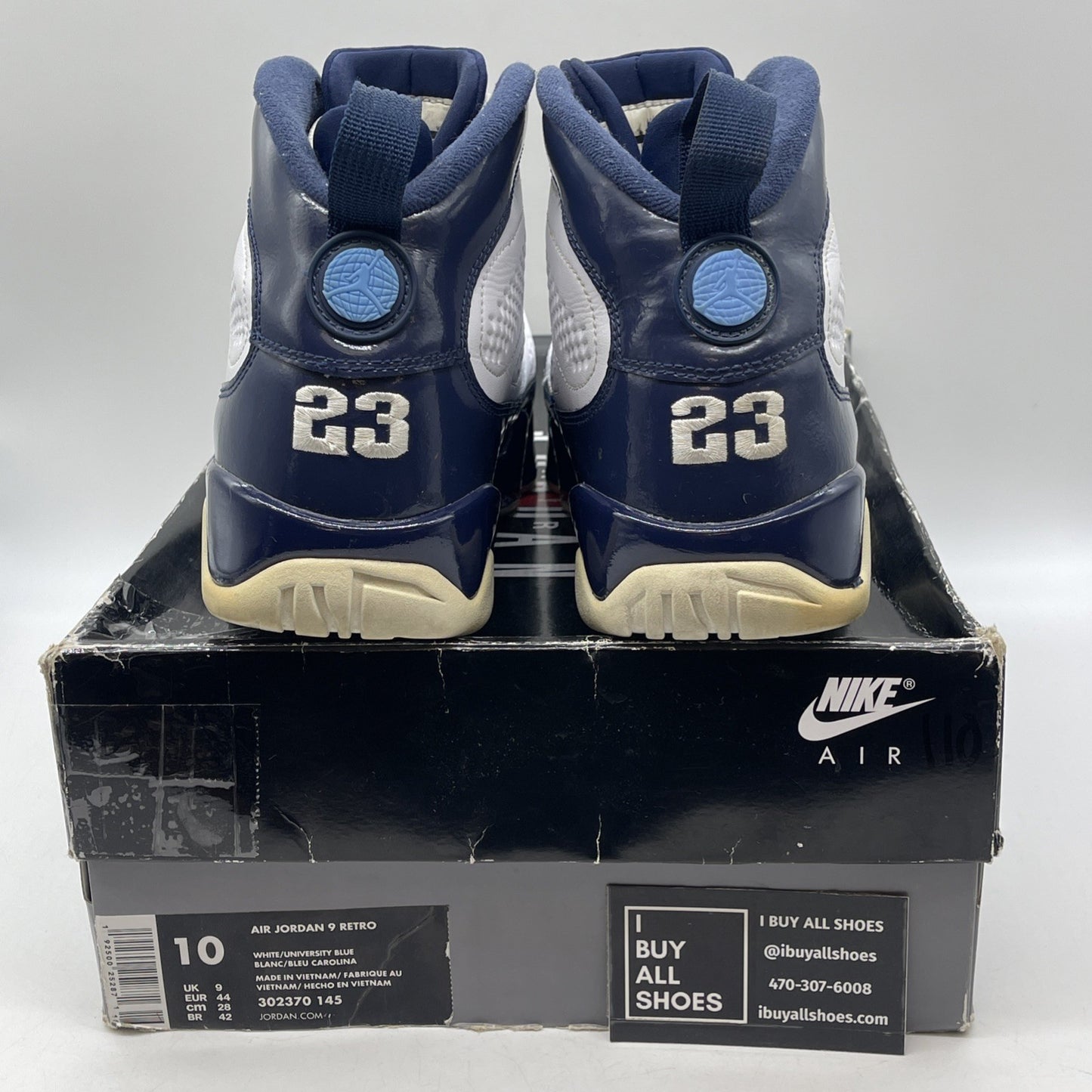 Size 10 - Air Jordan 9 Retro UNC Blue White Leather (302370-145)