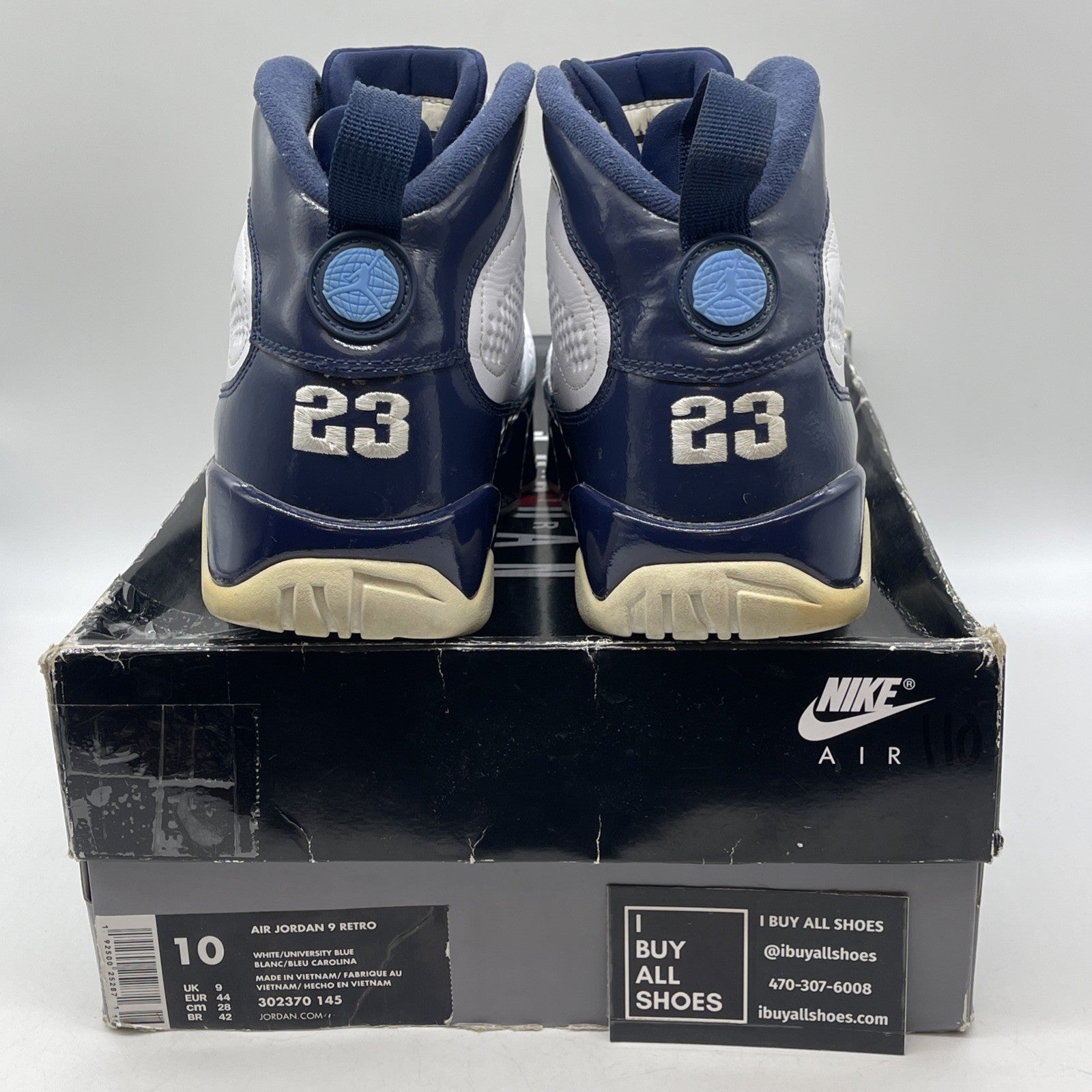 Size 10 - Air Jordan 9 Retro UNC Blue White Leather (302370-145)