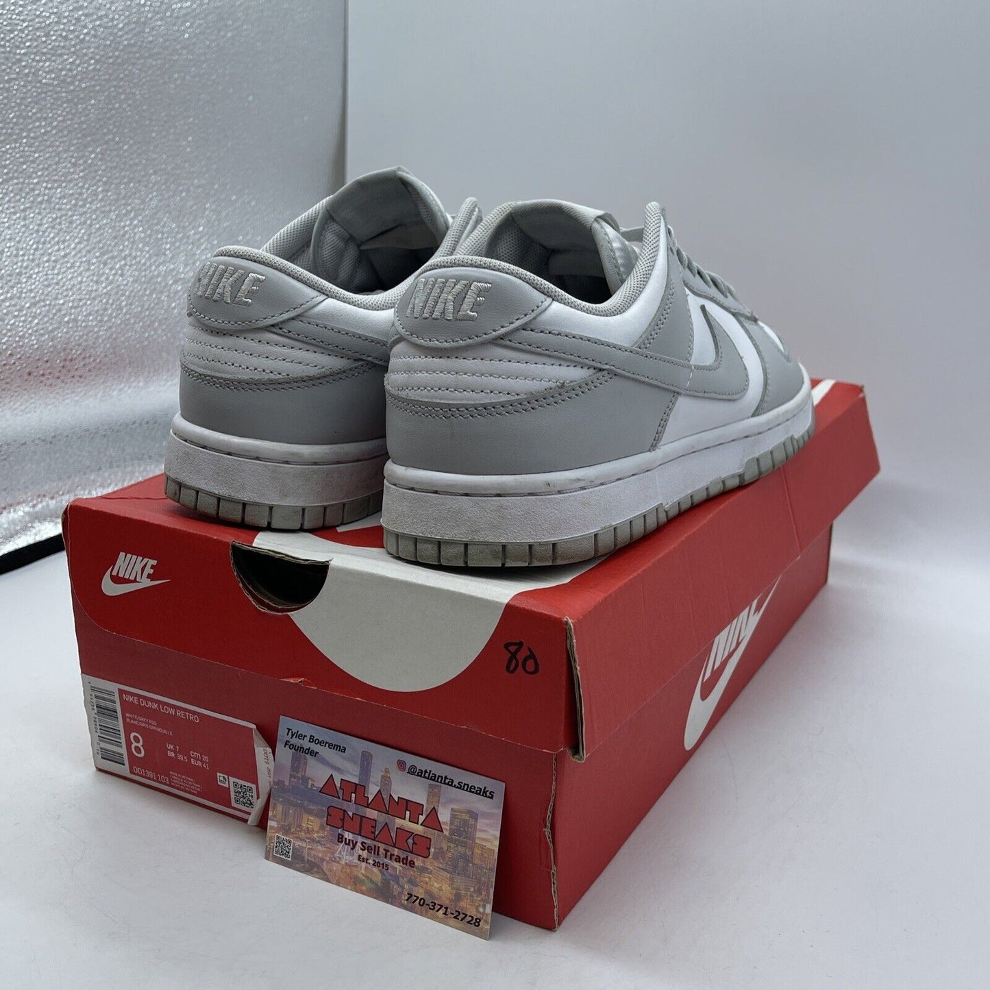 Size 8 - Nike Dunk Low Grey Fog White Leather (DD1391-103)