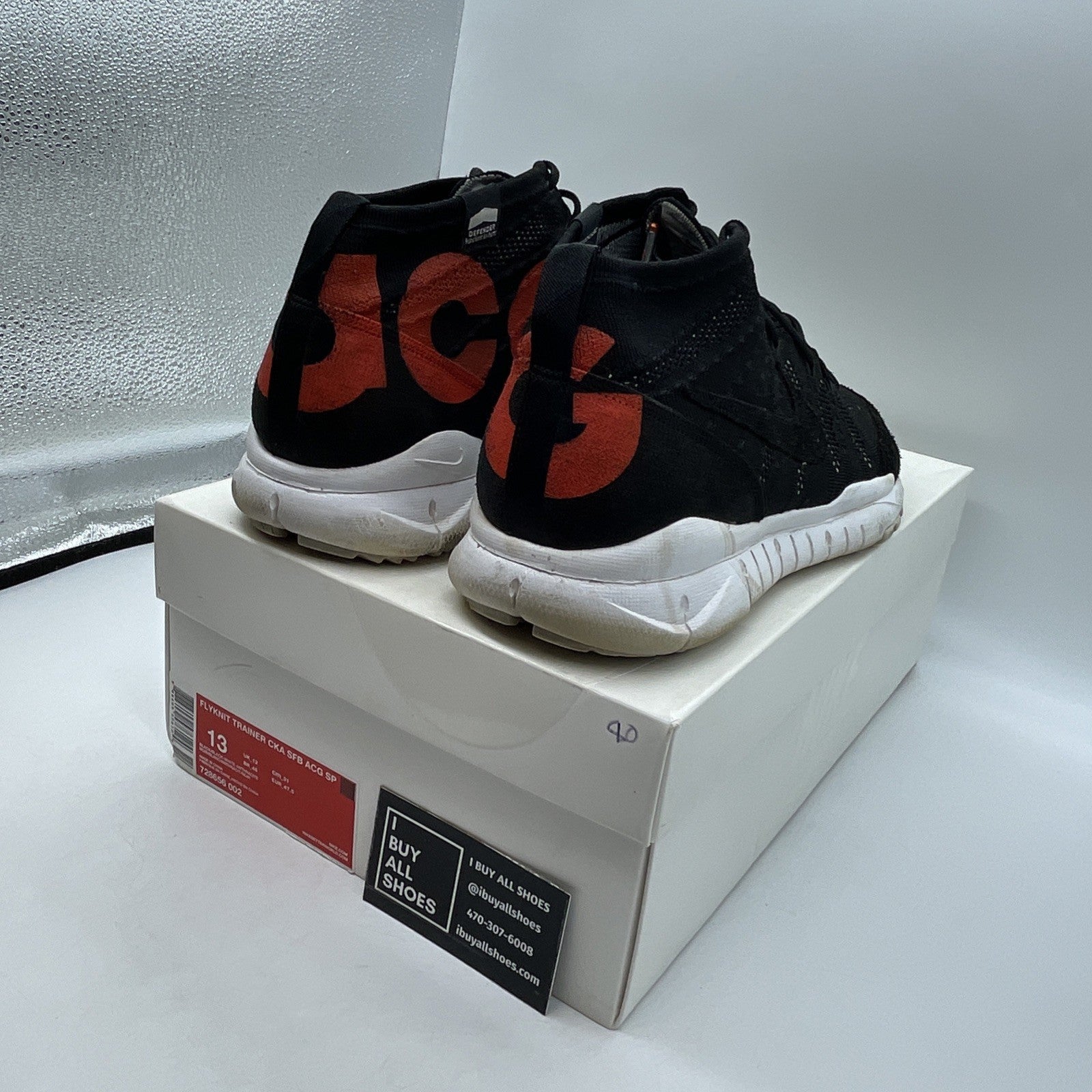 Size 13 - NikeLab Flyknit Trainer Chukka SFB ACG SP Black (728656-002)