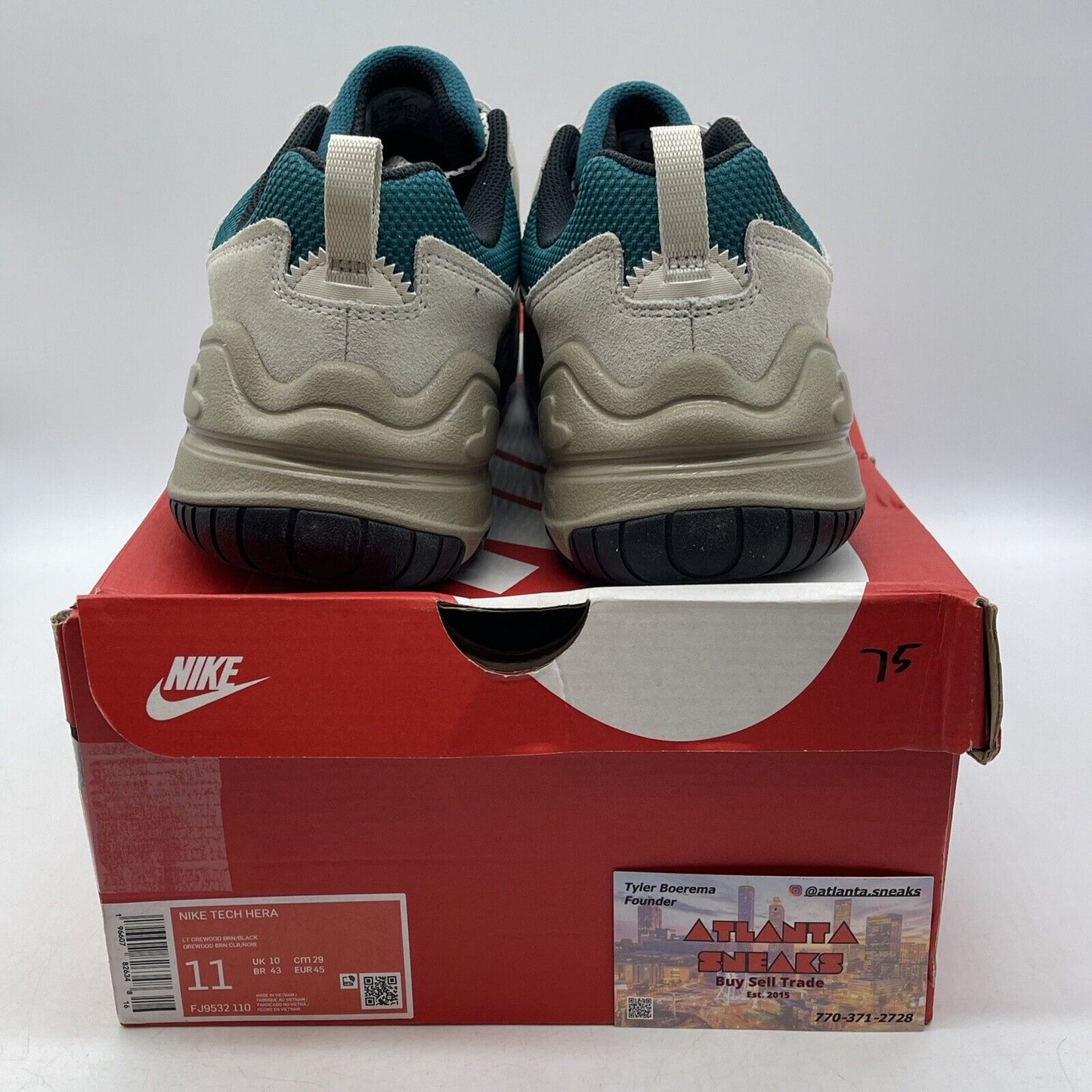 Size 11 - Nike Tech Hera Light Orewood Geode Teal Tan Brown Suede (FJ9532-110)