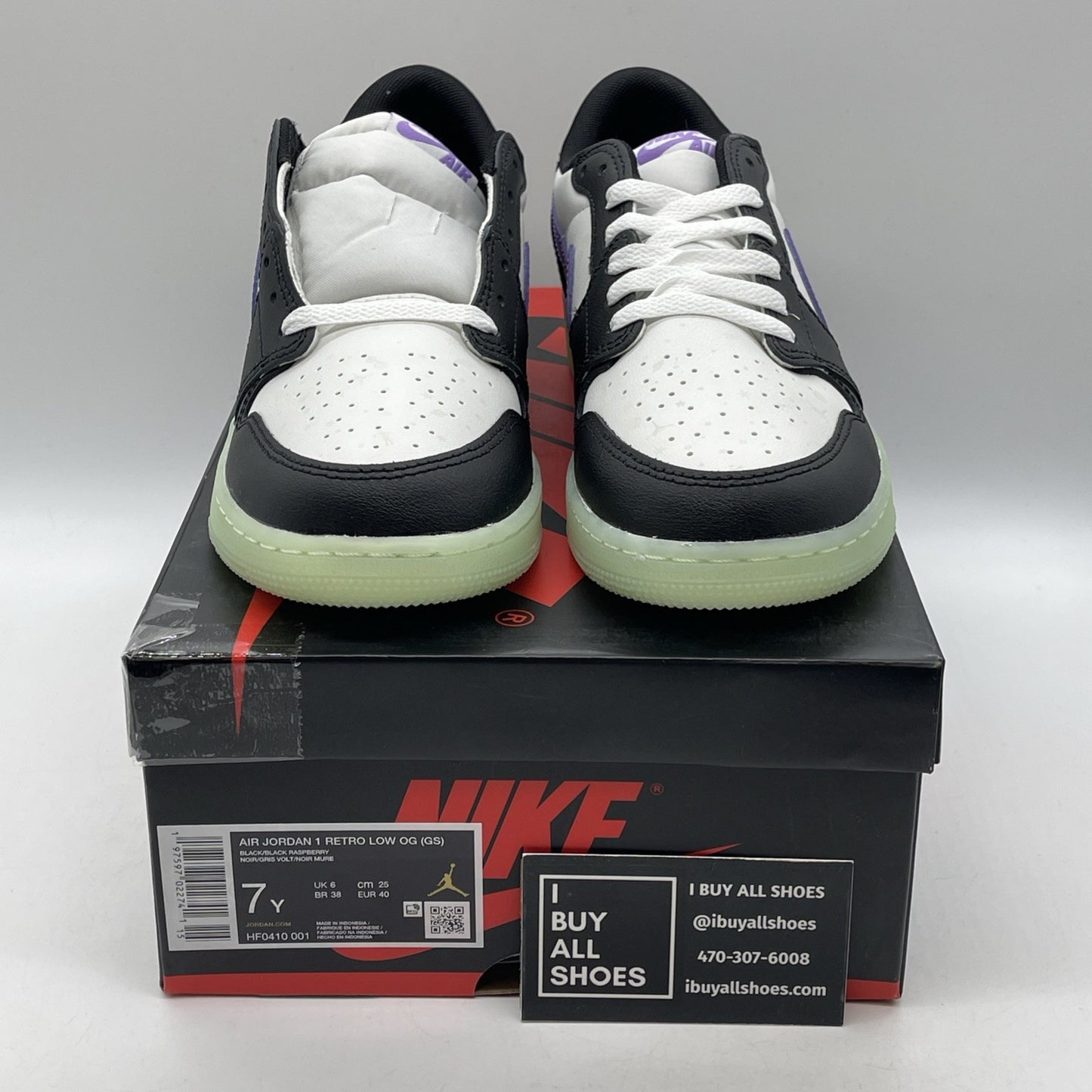 Size 7Y - Nike Air Jordan 1 Retro Low Black Raspberry Leather (HF0410-001)