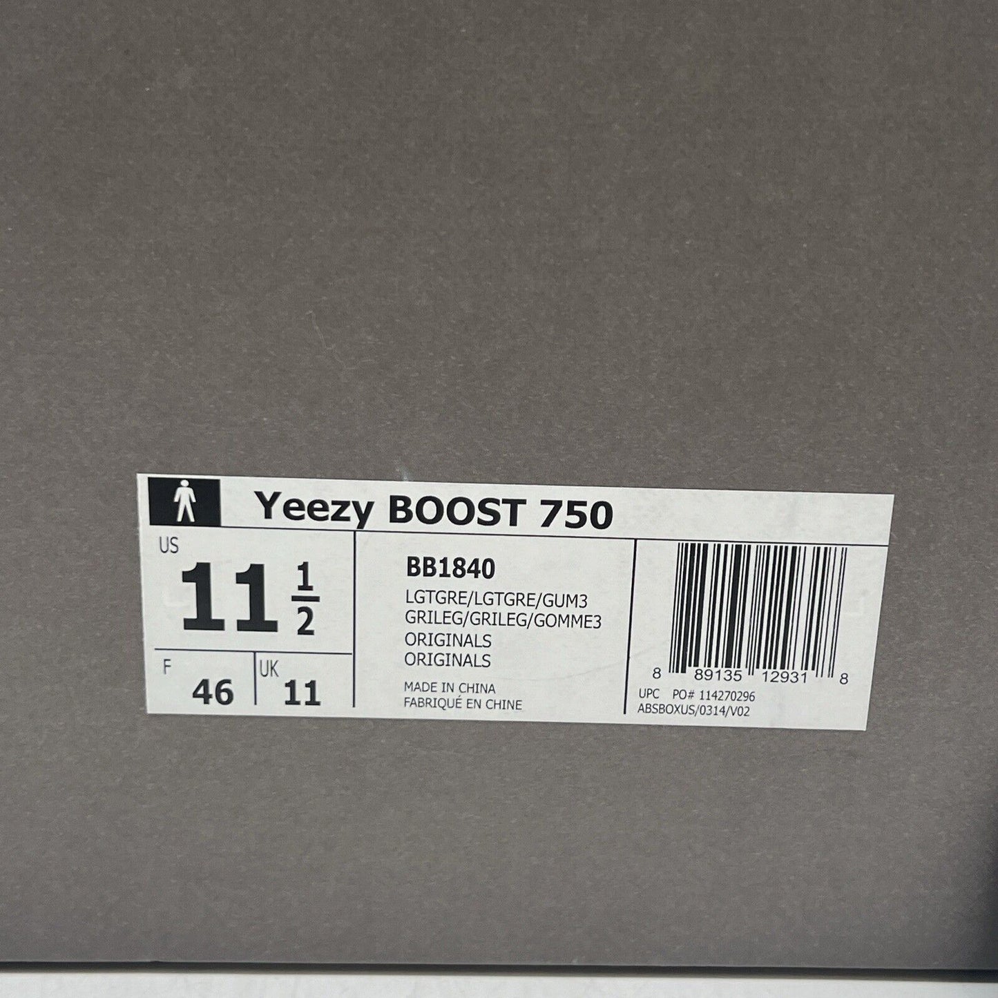 Size 11.5 - adidas Yeezy Boost 750 Grey Gum Suede (BB1840)