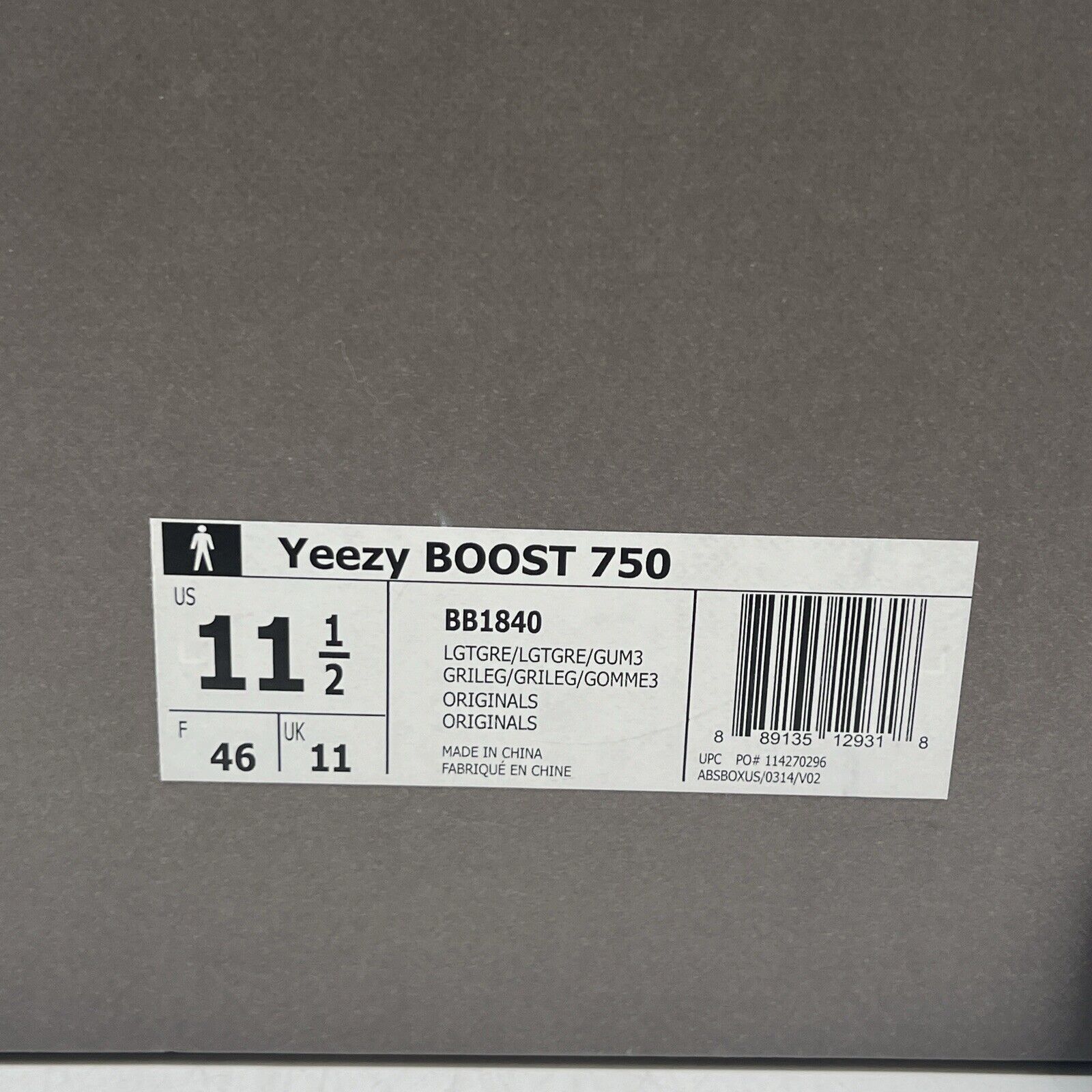 Size 11.5 - adidas Yeezy Boost 750 Grey Gum Suede (BB1840)