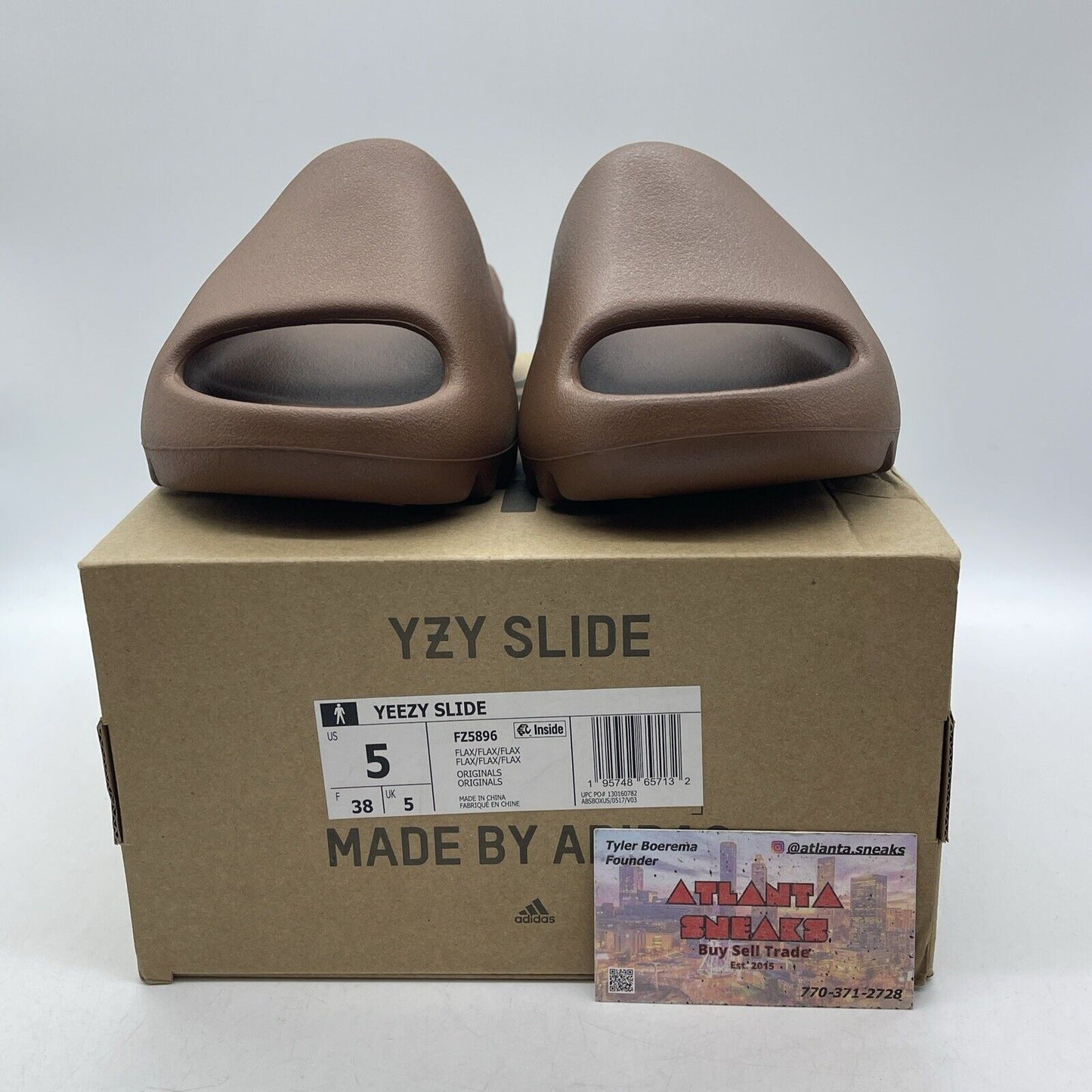 Size 5 - Adidas Yeezy Slides Flax Brown Rubber  (FZ5896)